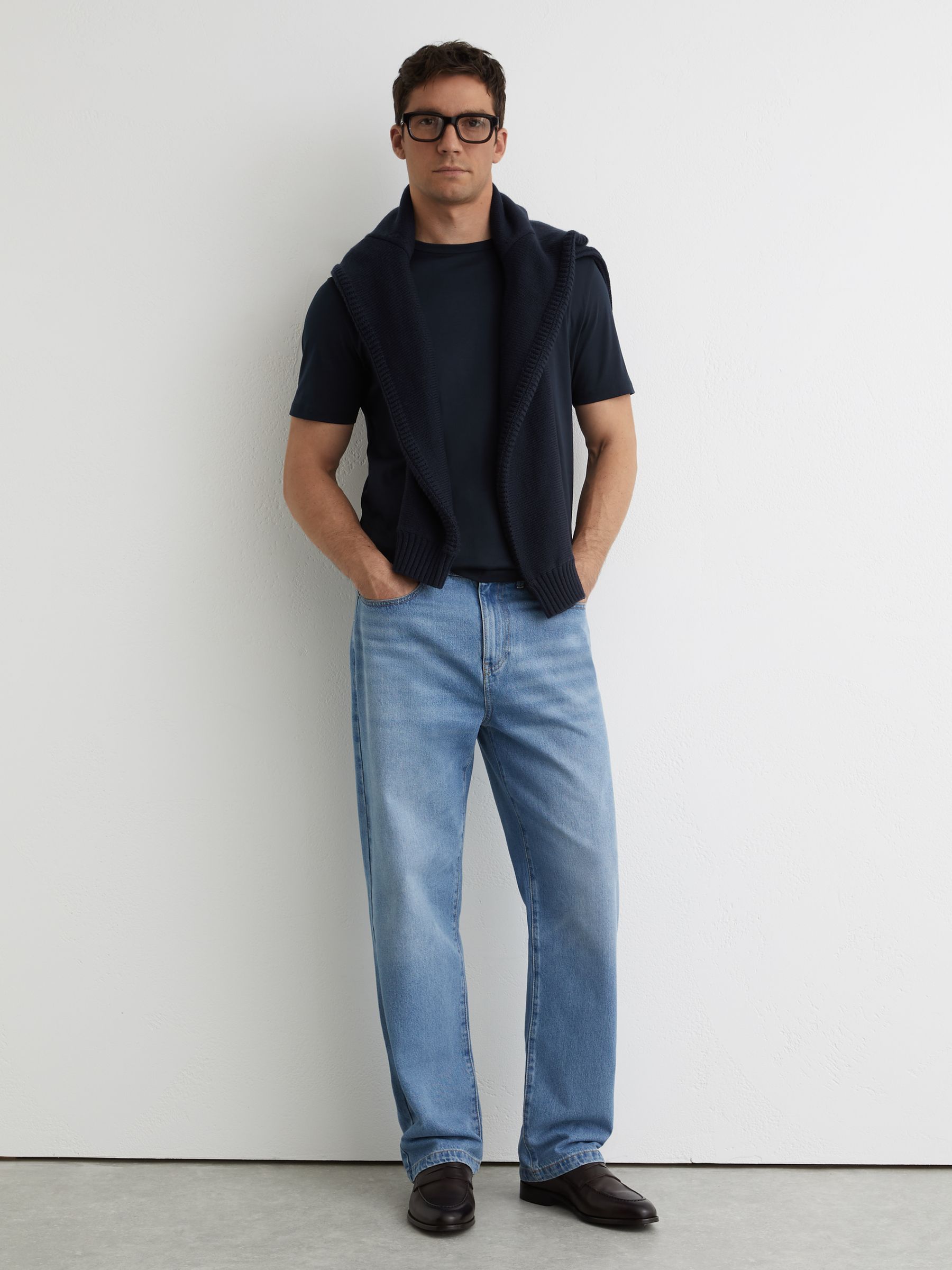 Air-Water Cotton Tailored-Fit T-Shirt in Navy - image 3