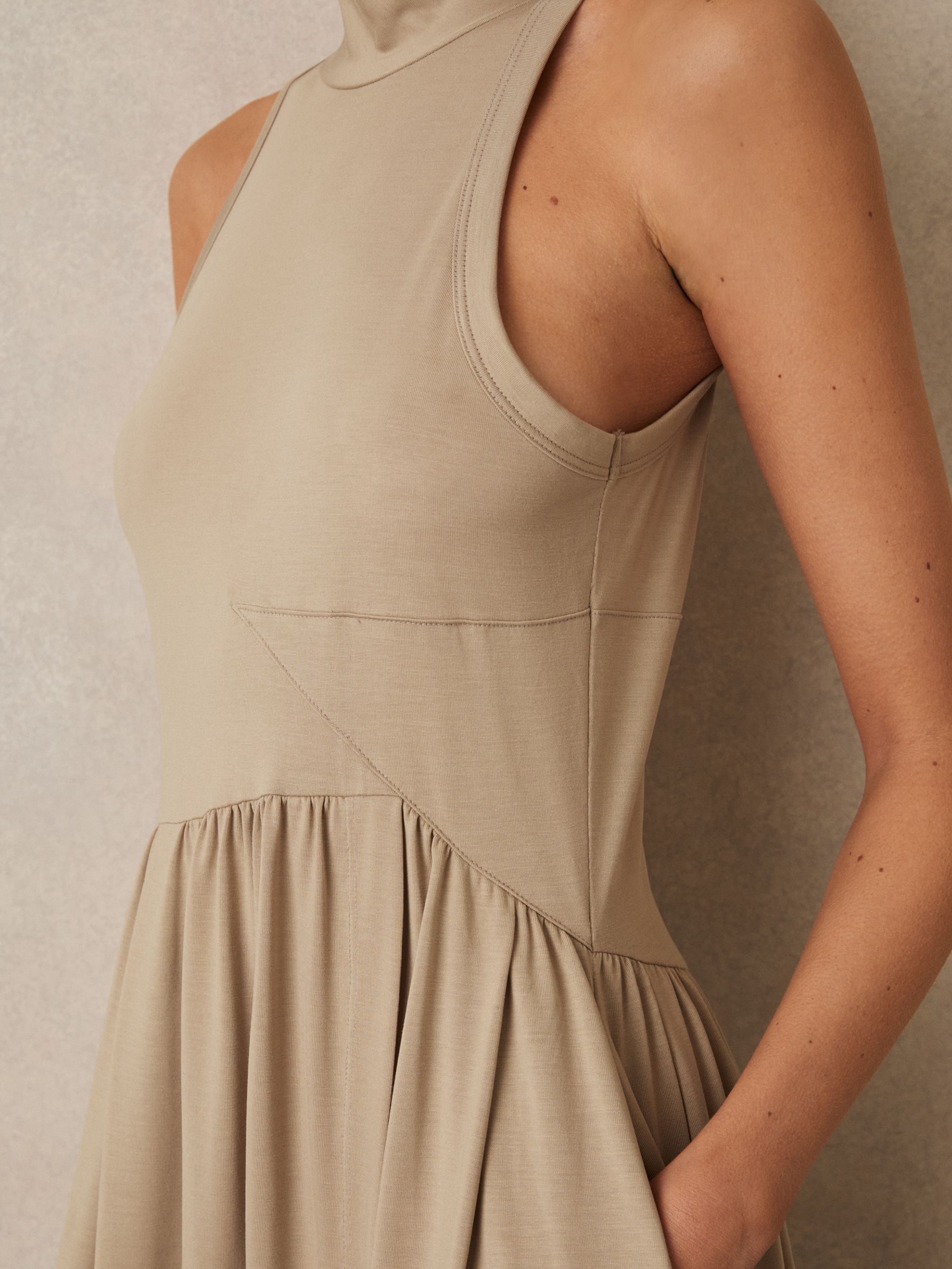 Jersey Sleeveless Midi Dress in Neutral - Image 4 of 6