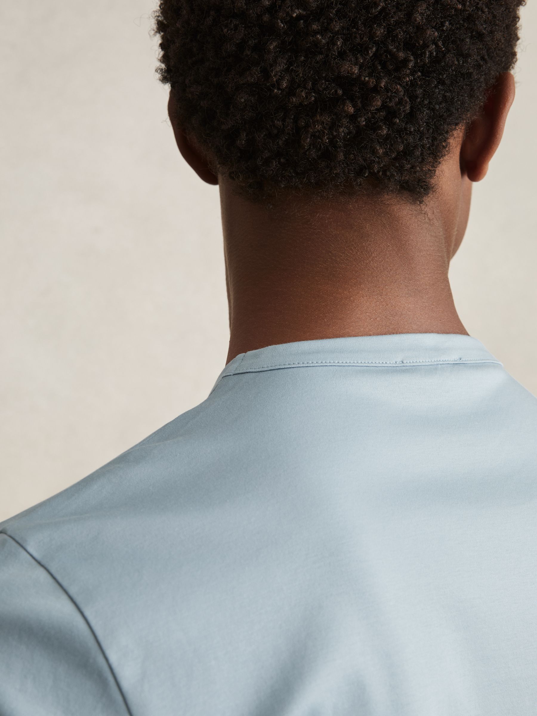 Mercerised-Cotton Crew-Neck T-Shirt in Soft Blue - Image 4 of 6