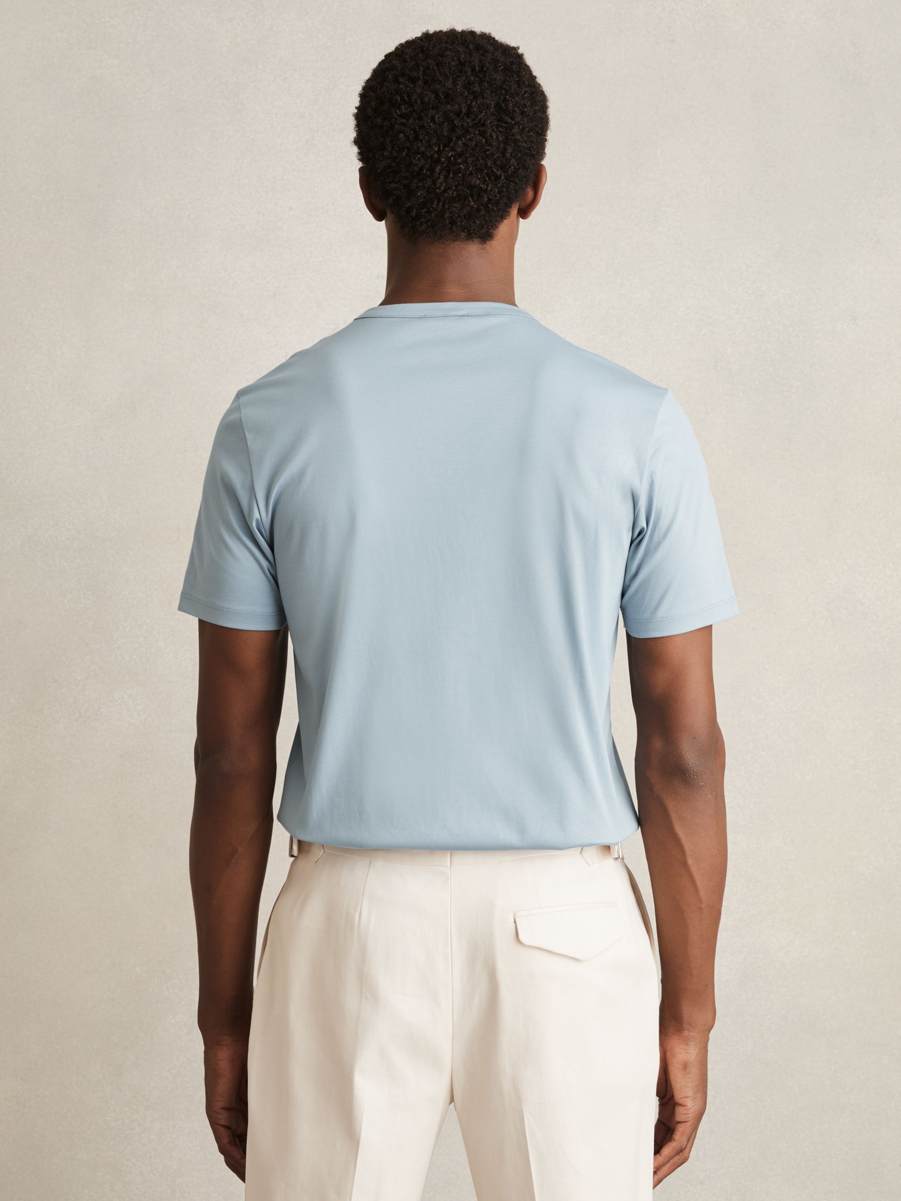 Mercerised-Cotton Crew-Neck T-Shirt in Soft Blue - Image 5 of 6