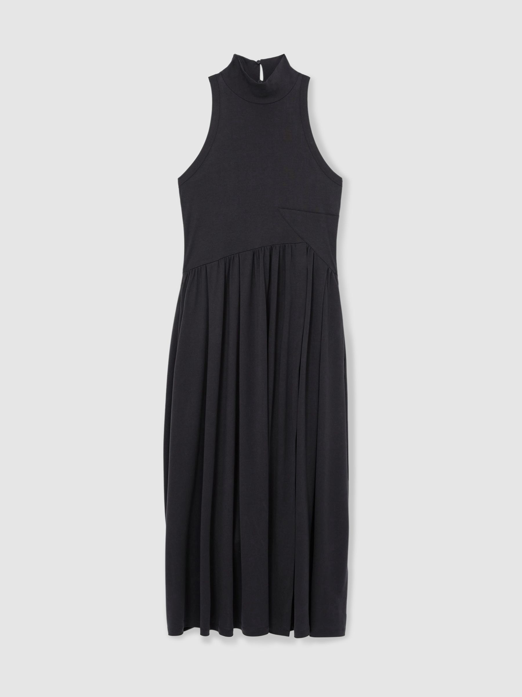 Jersey Sleeveless Midi Dress in Navy - Image 2 of 5
