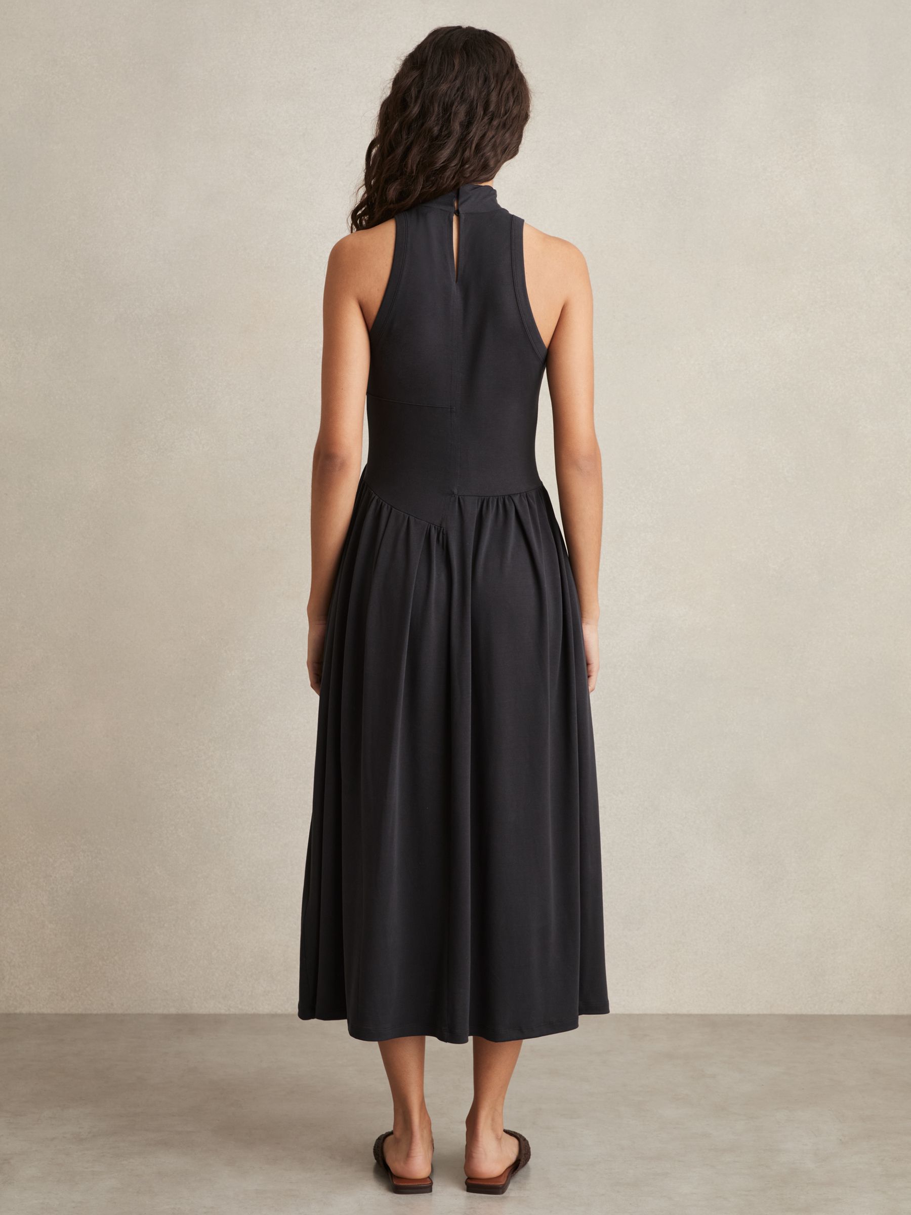 Jersey Sleeveless Midi Dress in Navy - image 4