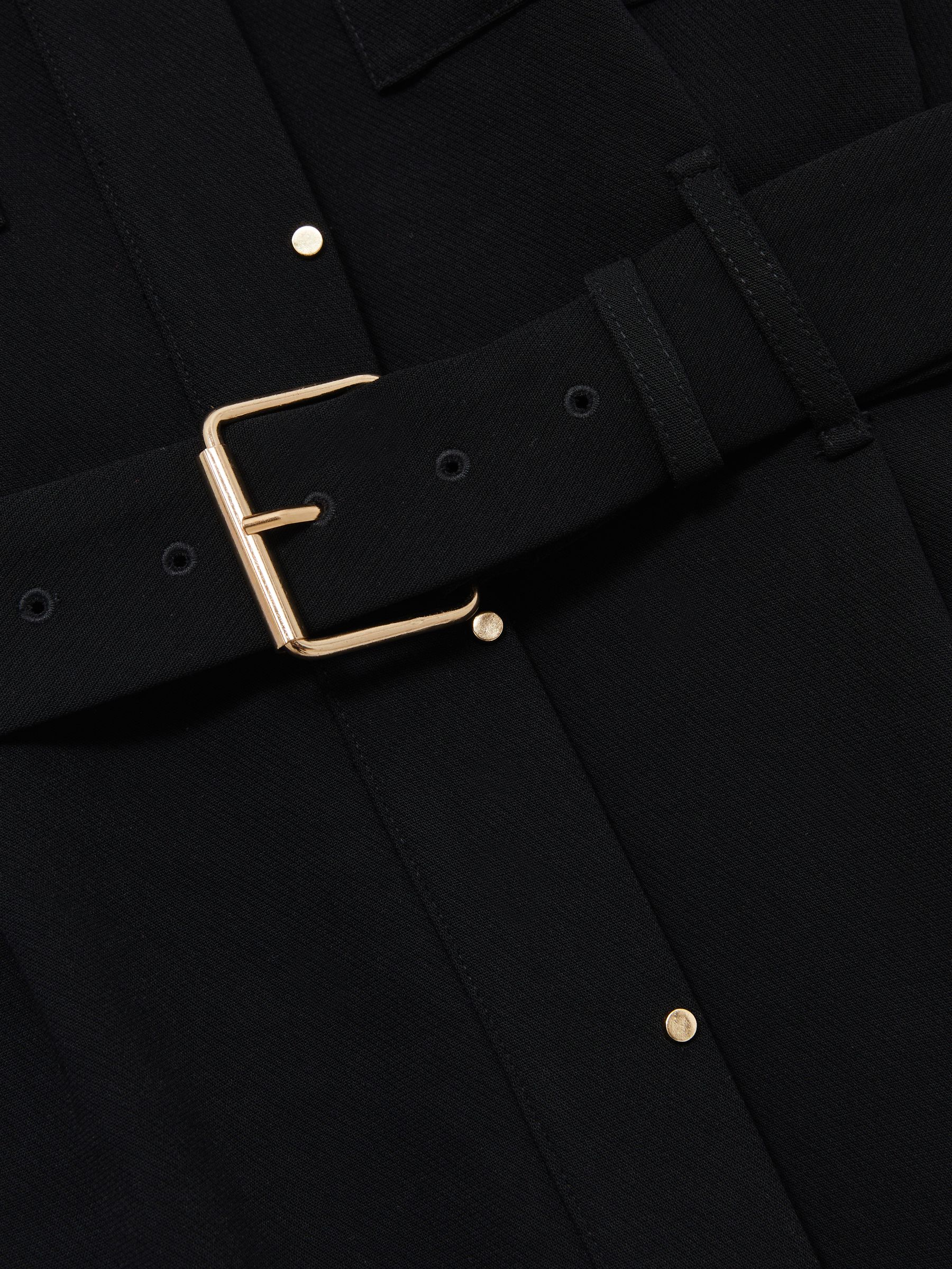 Twill Belted Shirt Dress in Black - Image 5 of 5