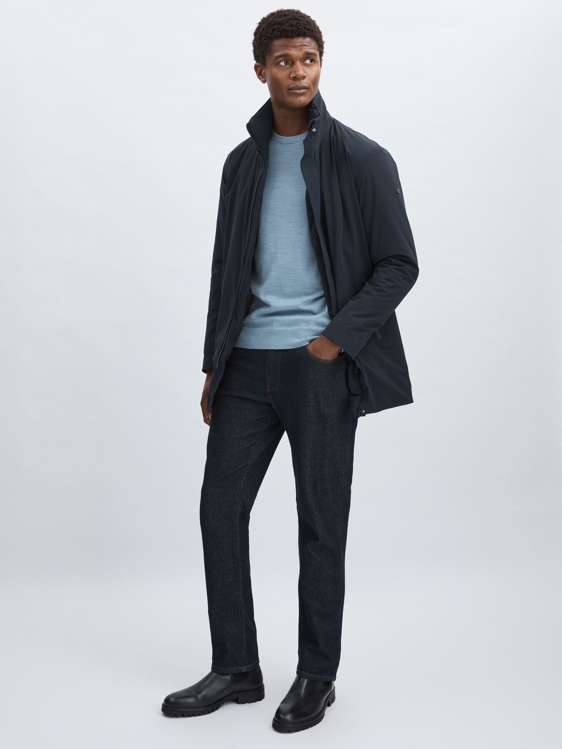 Scandinavian Edition Padded Wool Parka in Dark Blue - Image 3 of 8