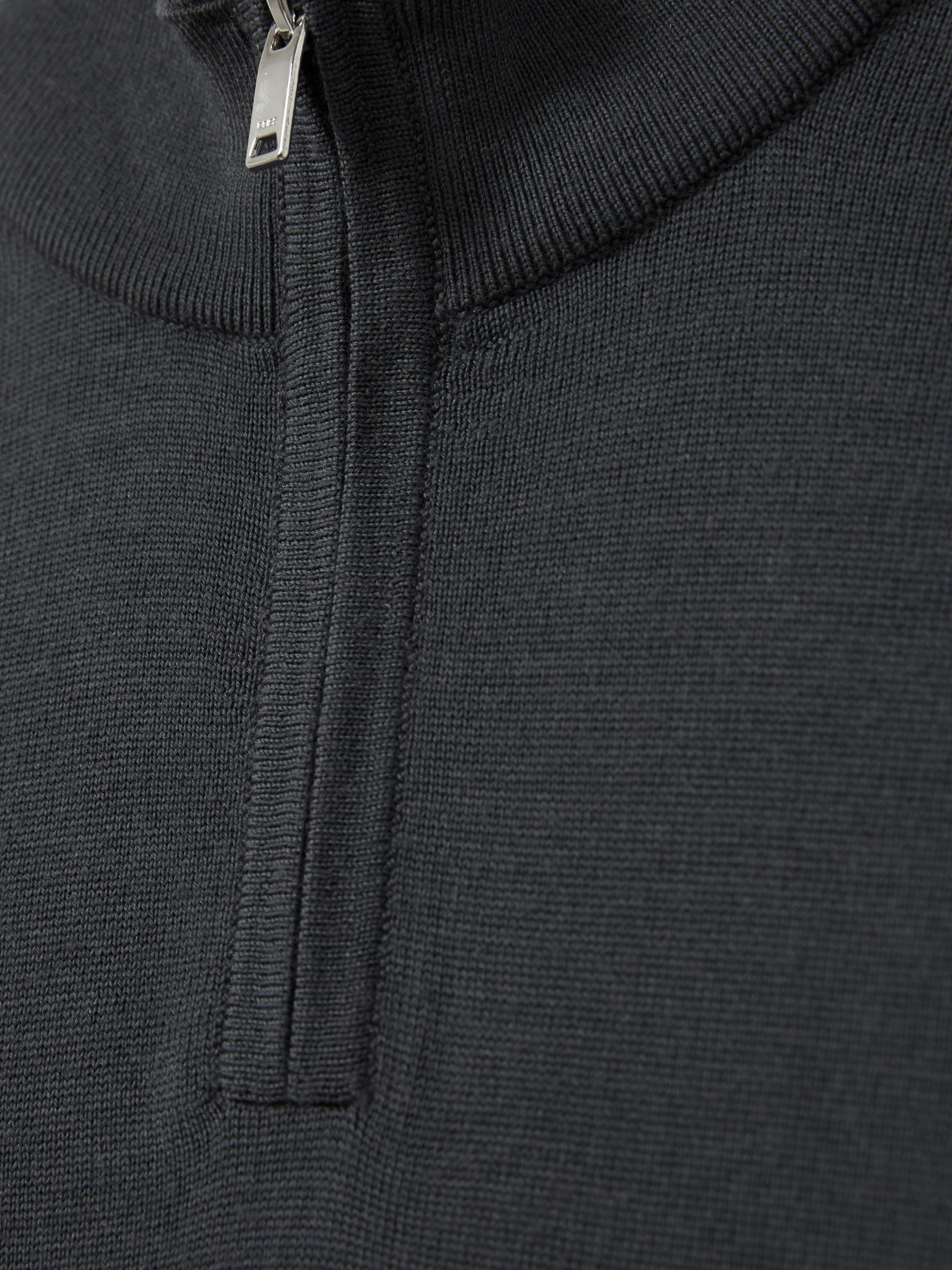 9-13 yrs Merino Wool Half-Zip Funnel Neck Jumper in Blackened Blue - Image 4 of 4