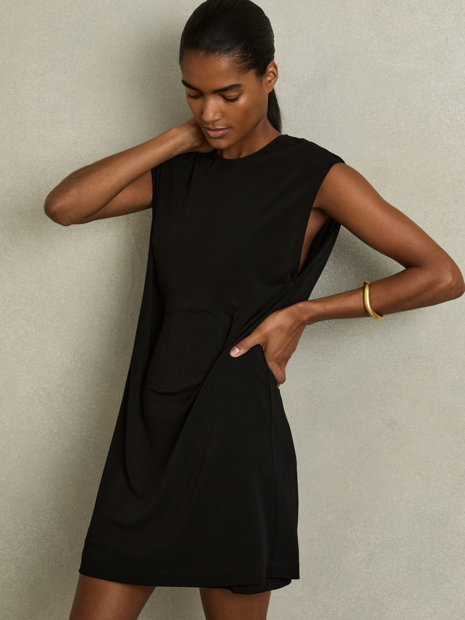 Corset Jersey Mini Dress in Black - Image 1 of 6