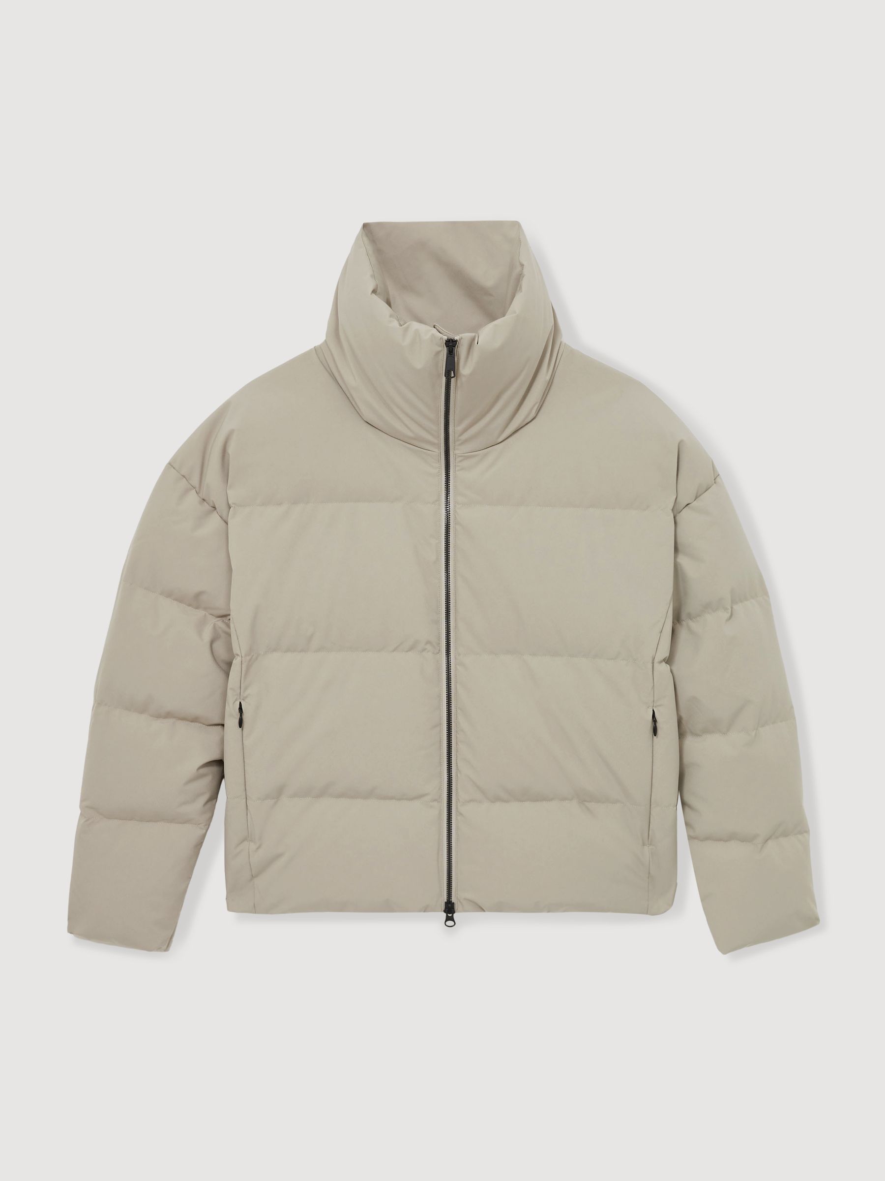Scandinavian Edition Short Puffer Jacket in Khaki Sand - Image 2 of 6
