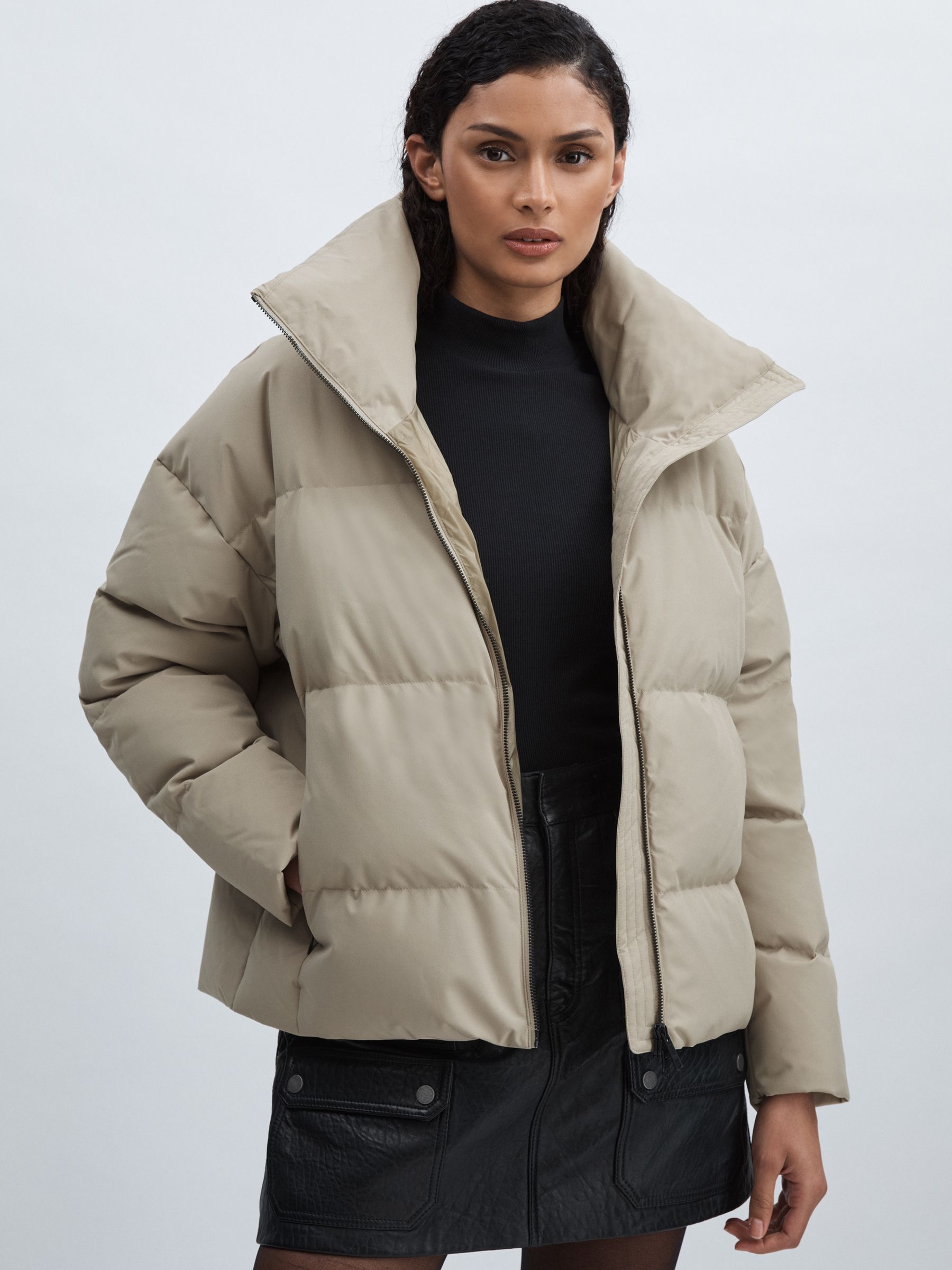 Scandinavian Edition Short Puffer Jacket in Khaki Sand - Image 3 of 6