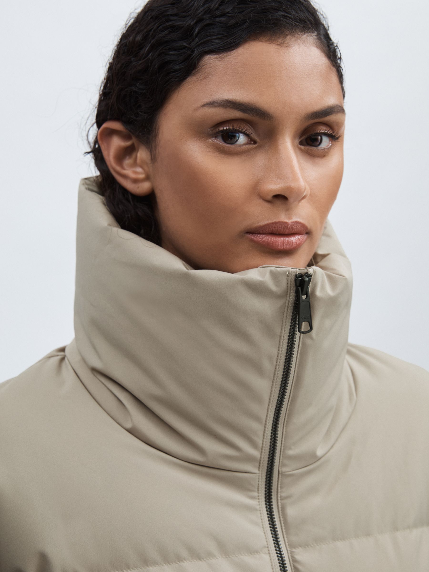 Scandinavian Edition Short Puffer Jacket in Khaki Sand - Image 4 of 6