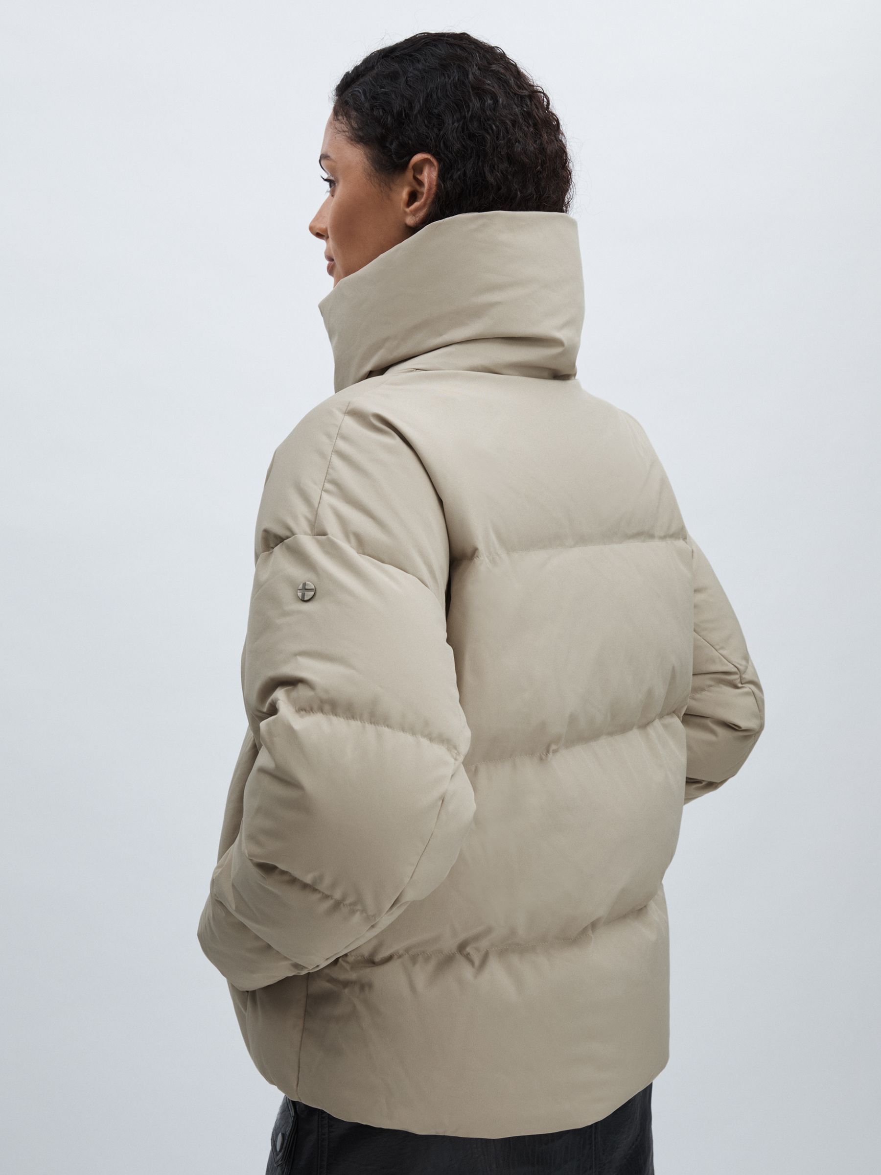 Scandinavian Edition Short Puffer Jacket in Khaki Sand - Image 5 of 6