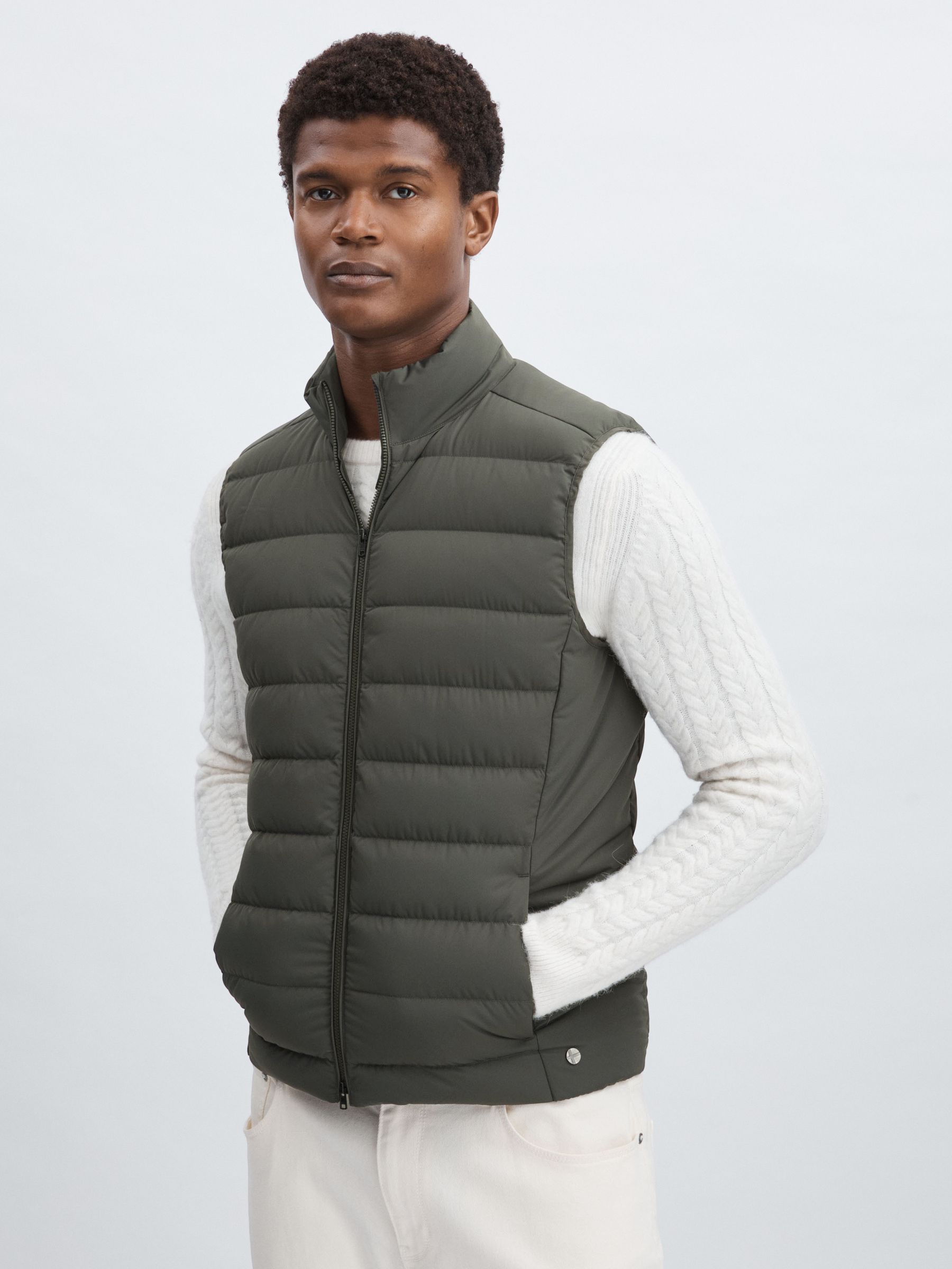 Scandinavian Edition Padded Down Gilet in Dark Grey - Image 1 of 6