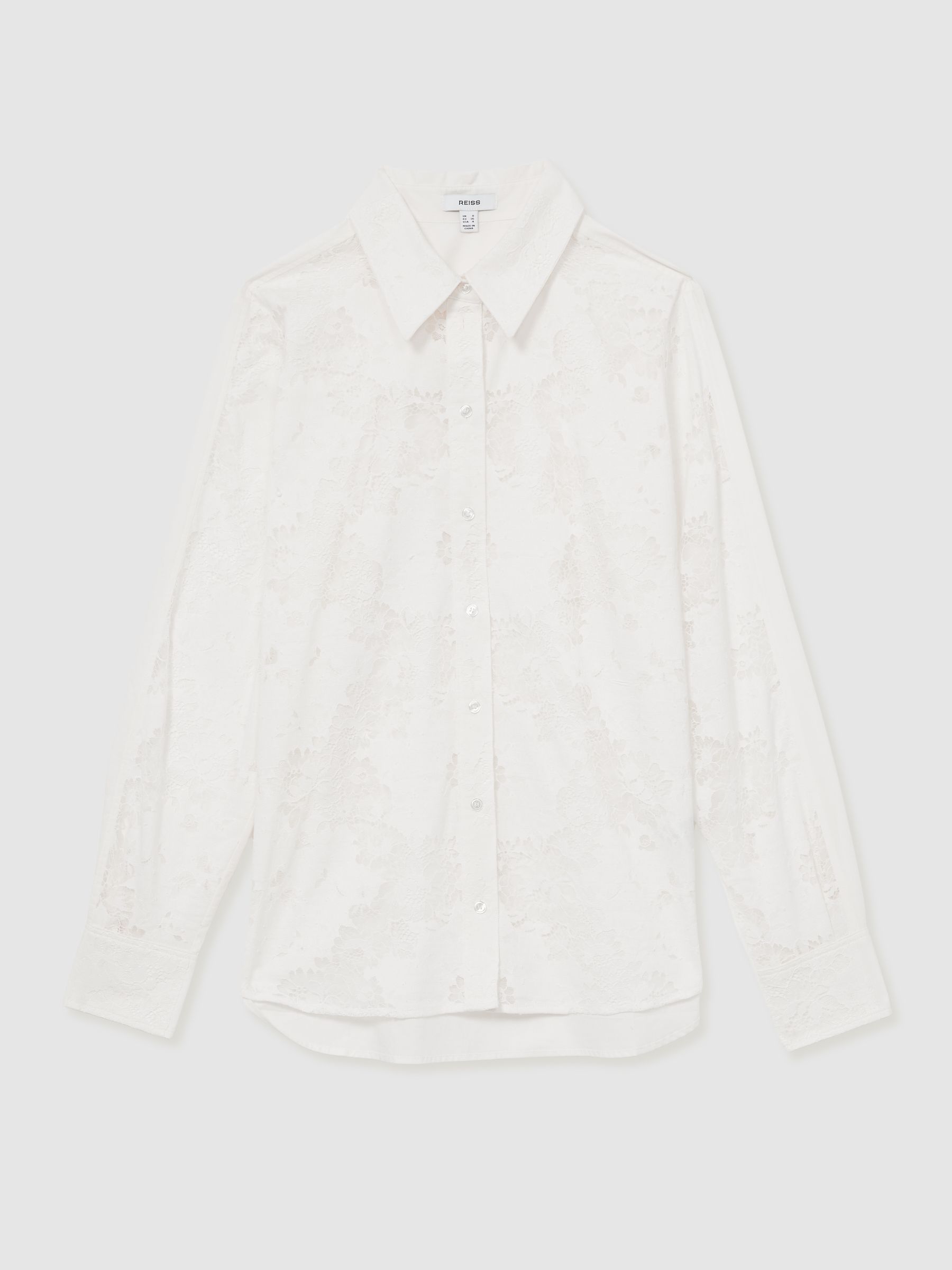 Lace-Front Shirt With Cotton in Ivory - Image 2 of 7