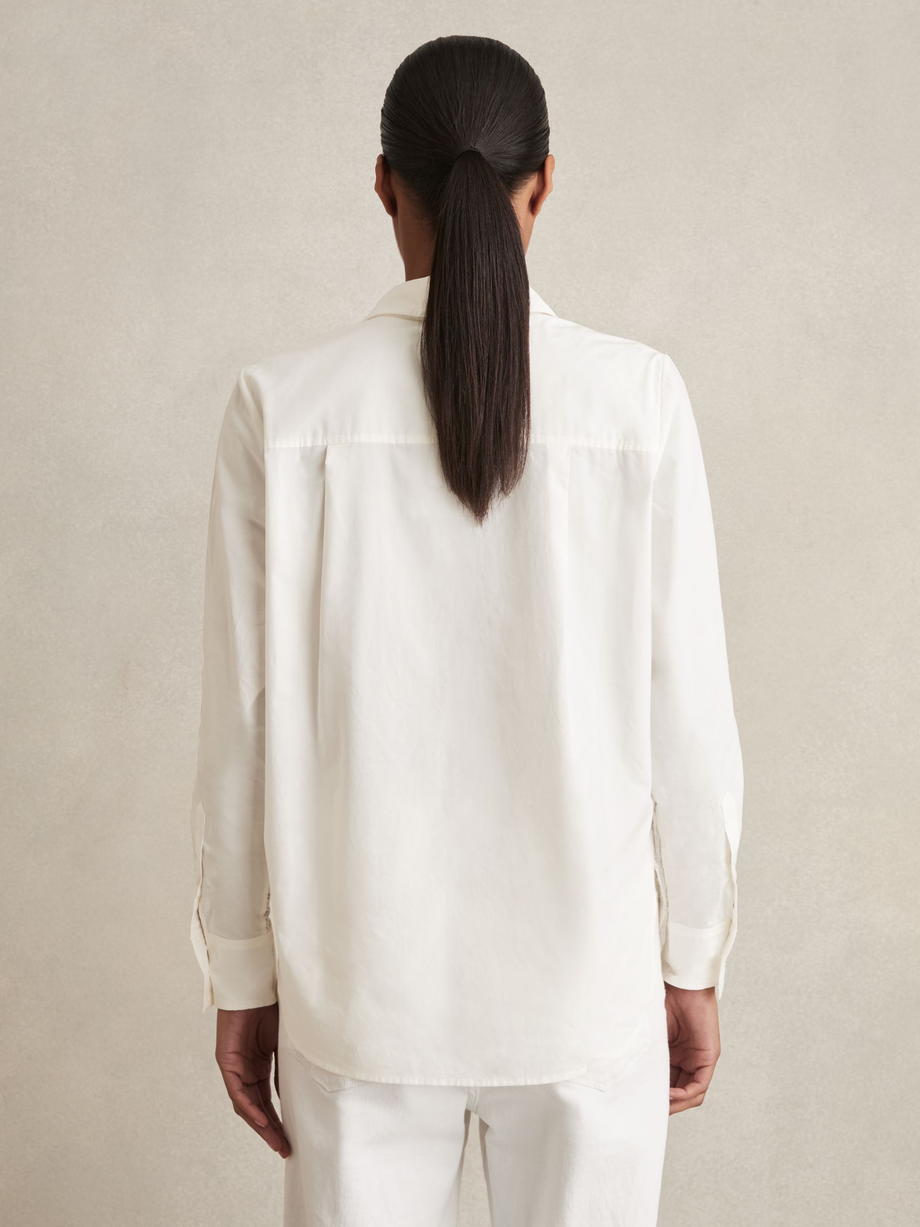 Lace-Front Shirt With Cotton in Ivory - Image 6 of 7
