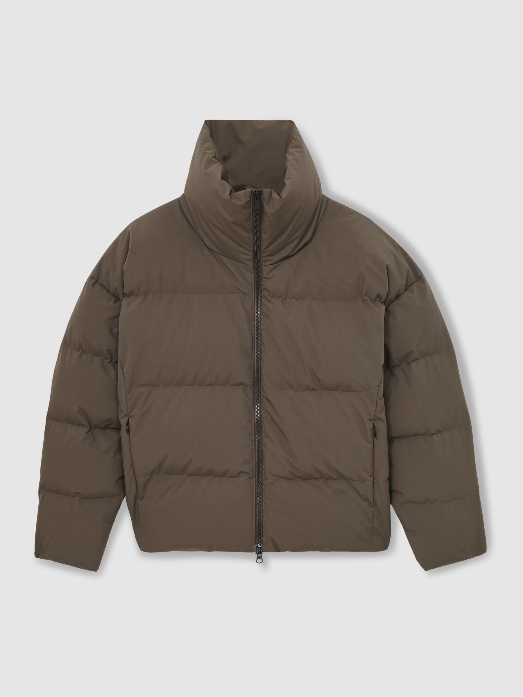 Scandinavian Edition Short Puffer Jacket in Brown - Image 2 of 6