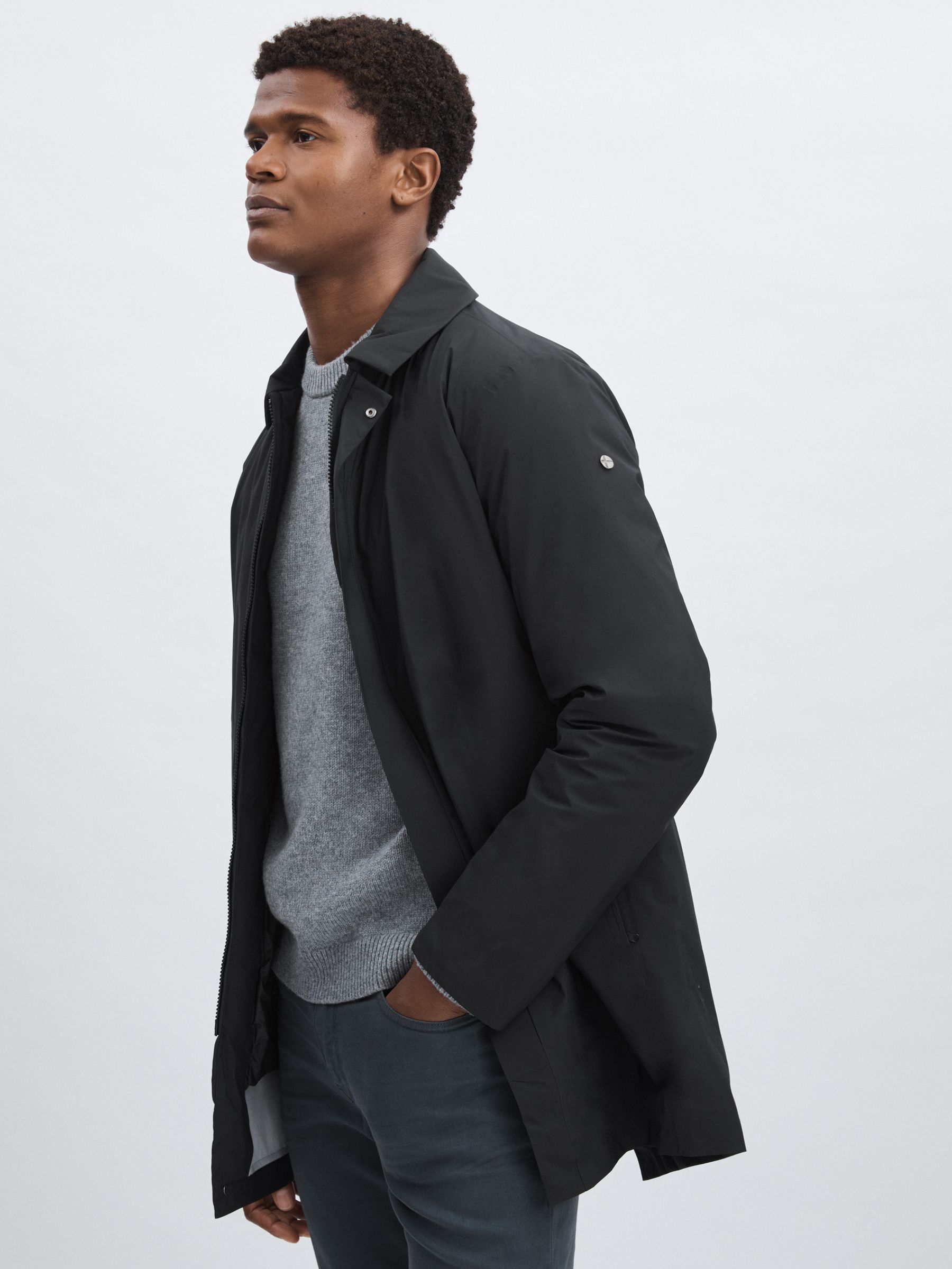 Scandinavian Edition Down Padded Car Black Coat in Black - Image 3 of 6