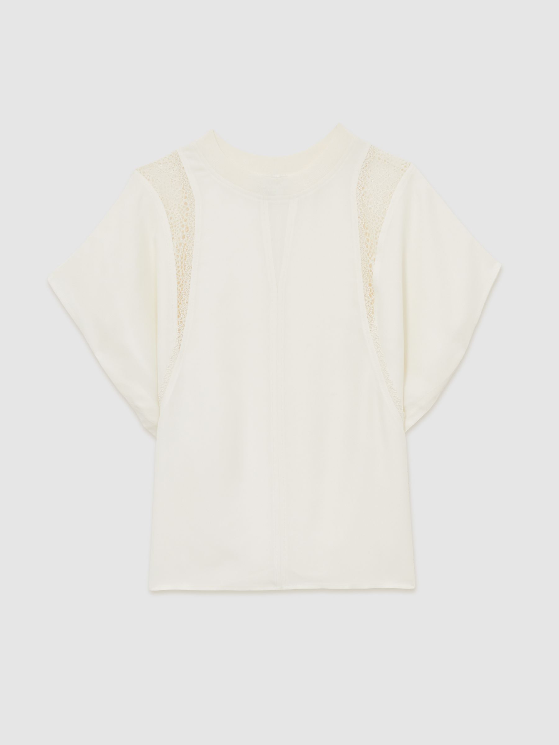 Lace-Insert T-Shirt in Cream - Image 2 of 6