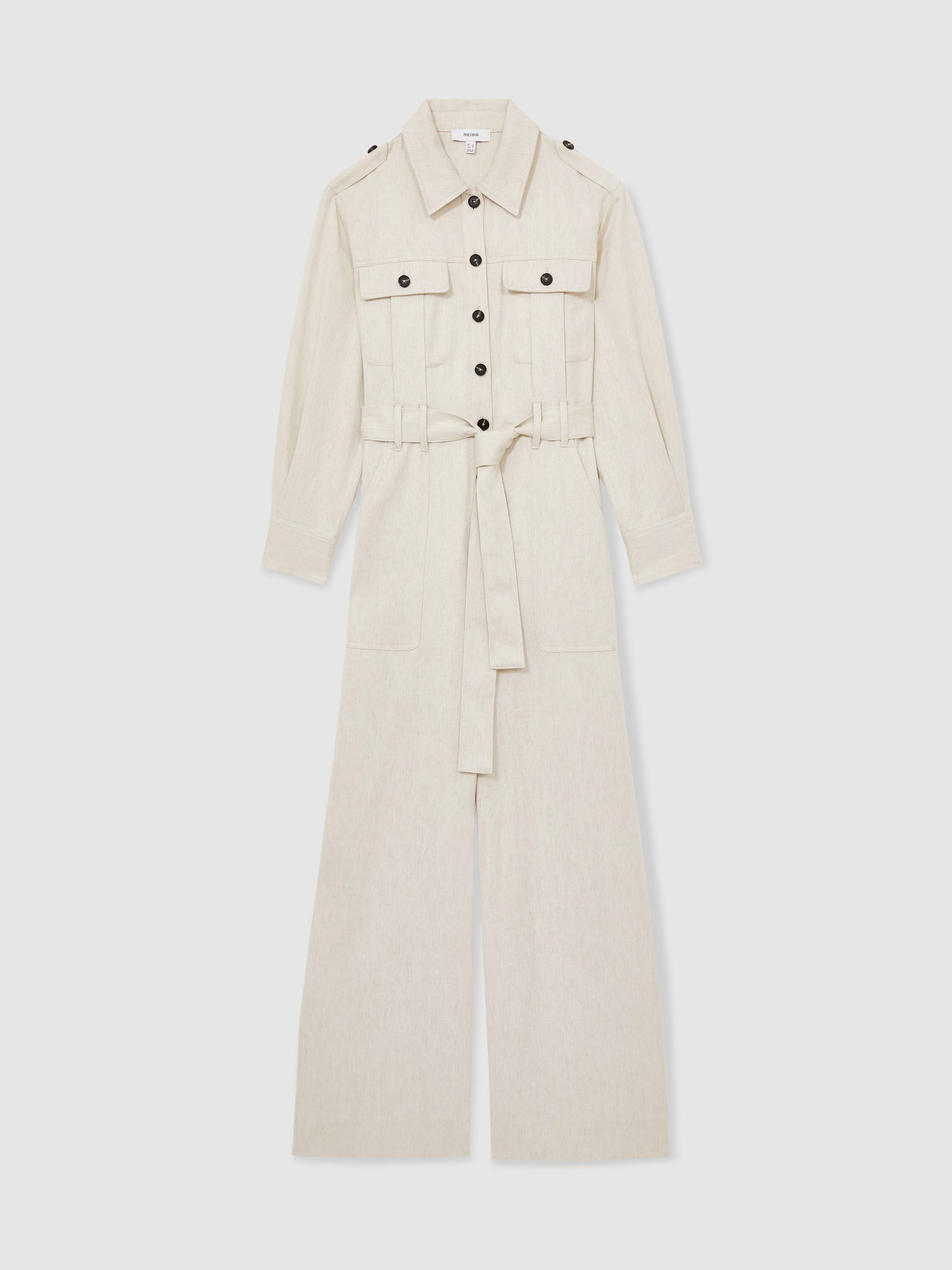 Wide Leg Utility Jumpsuit in Cream - Image 2 of 6