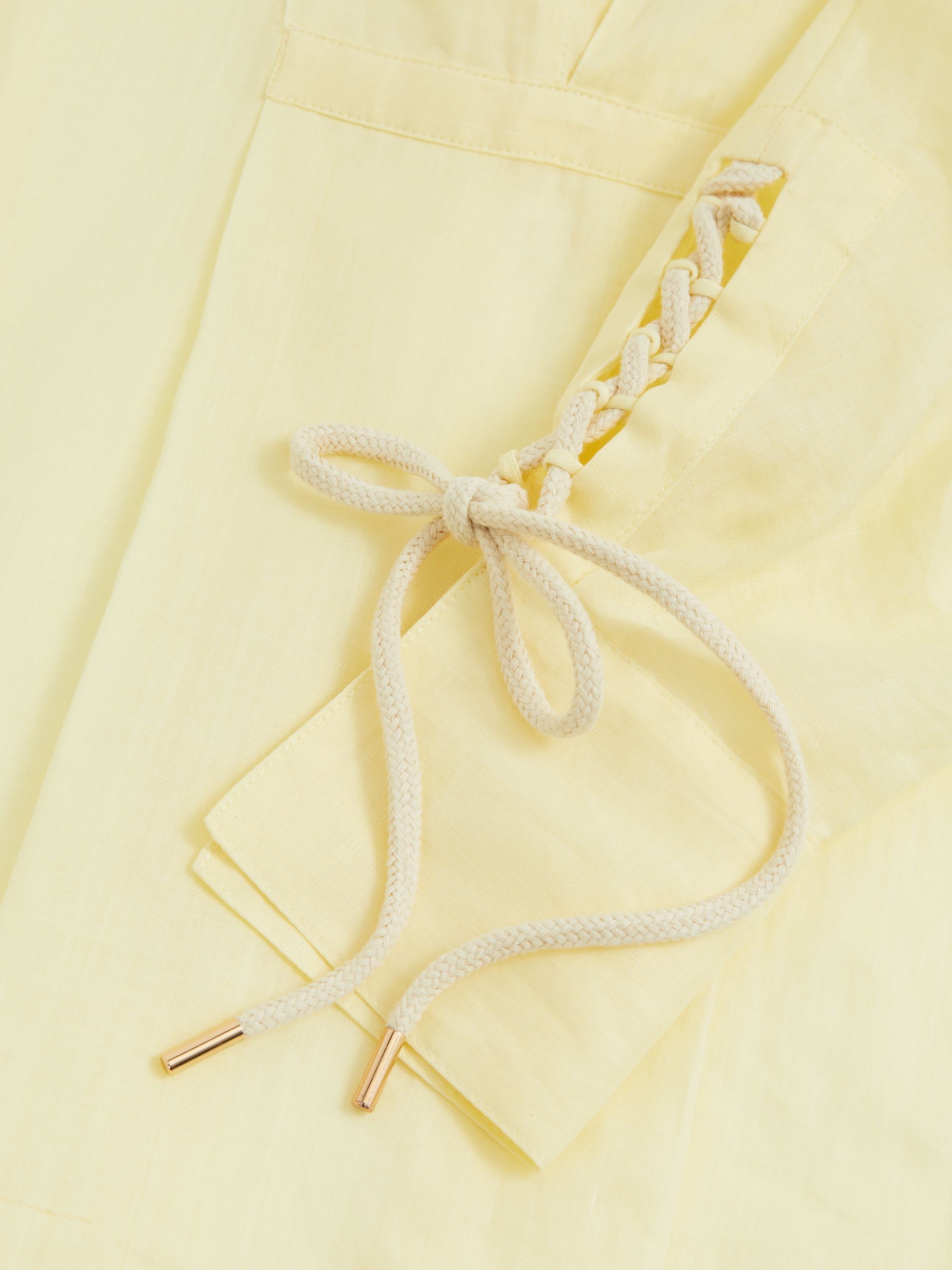 Ramie Open-Collar Kaftan Shirt in Yellow - Image 6 of 6