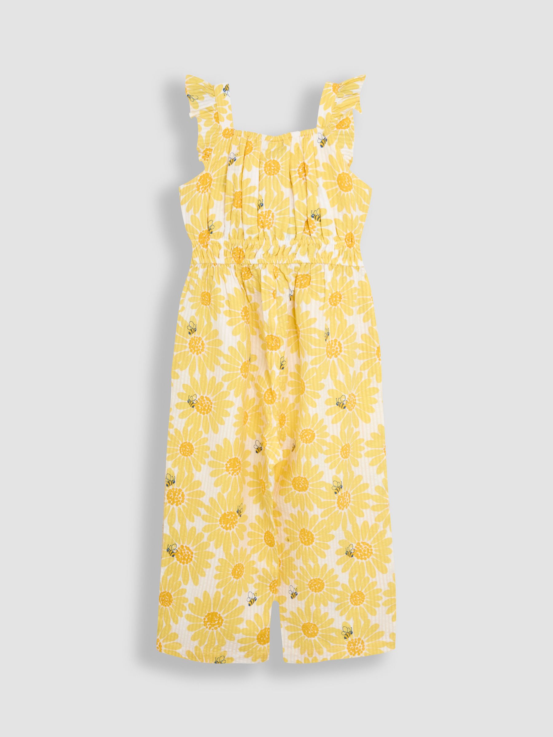 Yellow Sunflower Print Seersucker Frill Sleeve Jumpsuit - Image 2 of 3