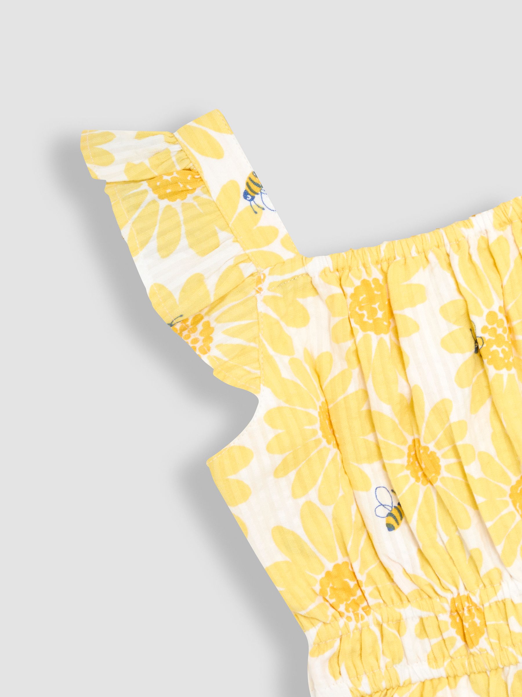 Yellow Sunflower Print Seersucker Frill Sleeve Jumpsuit - Image 3 of 3