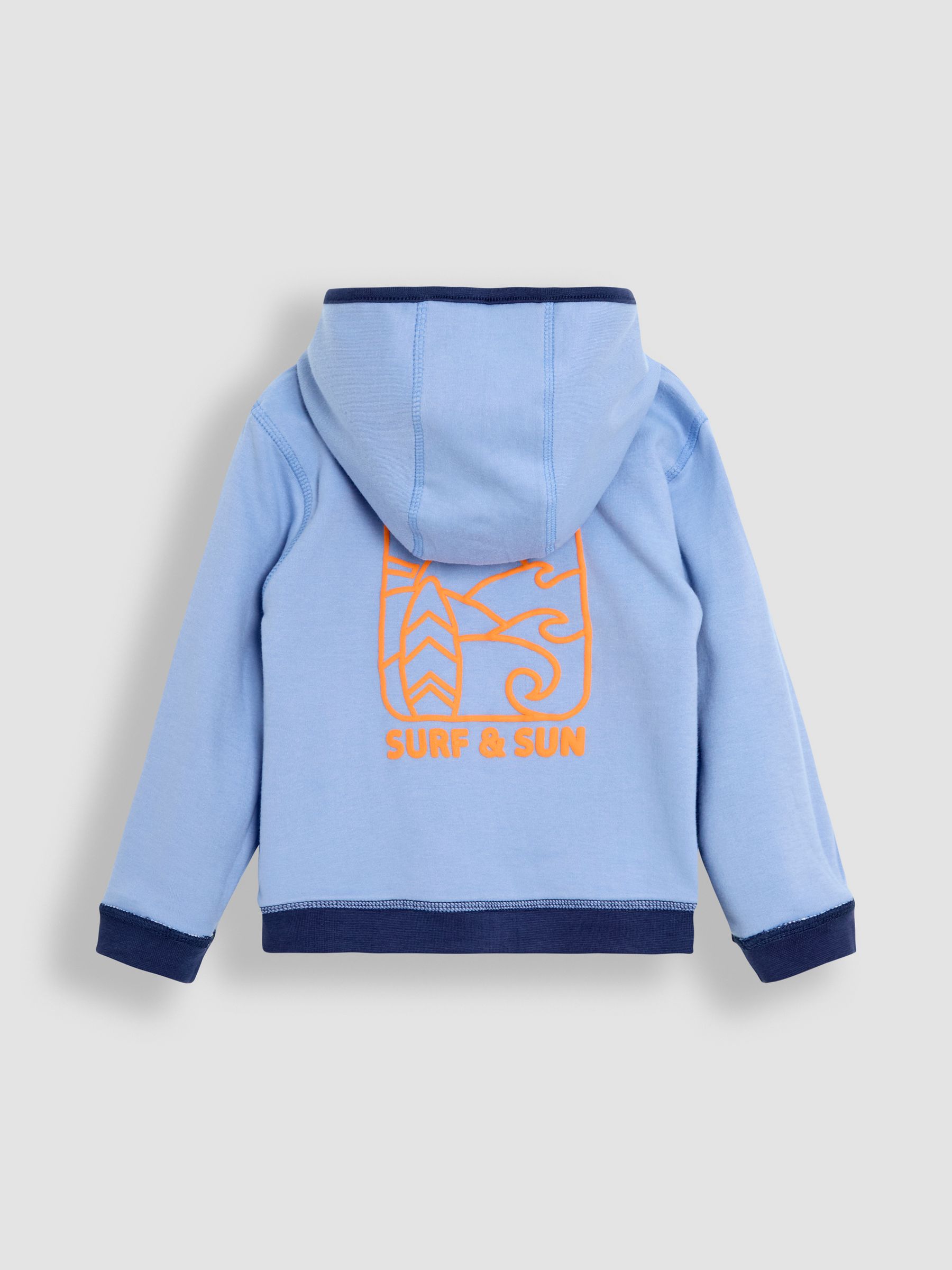 Navy Surf Checkerboard Print Reversible 100% Cotton Hoodie - Image 5 of 8