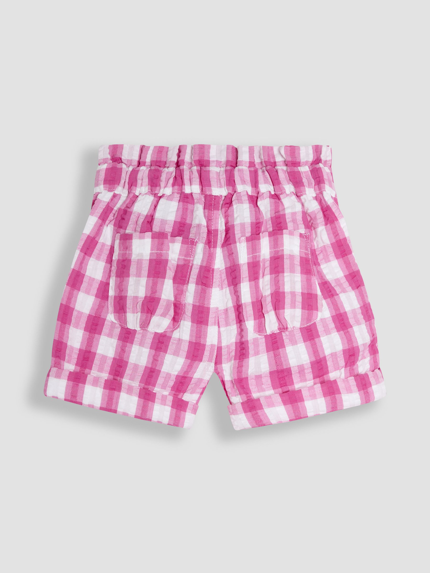 Fuchsia Pink Gingham Tie Waist Turn-up Hem Shorts - Image 2 of 3