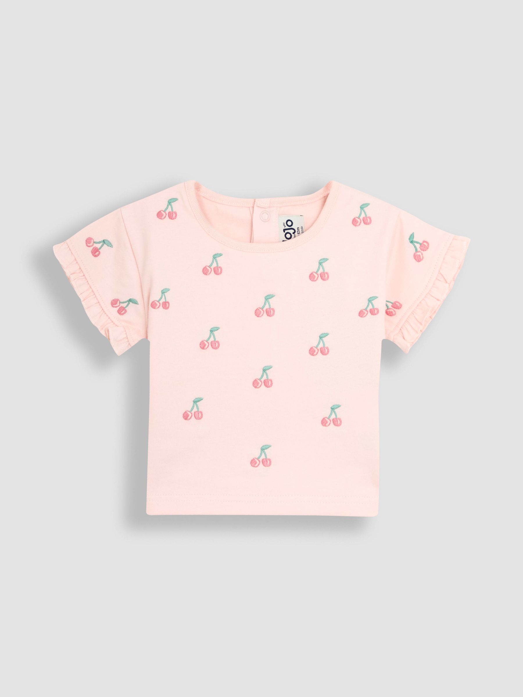 Pink Cherry Embroidered Frill T-Shirt and Shorts Set 2 Piece - Image 2 of 5