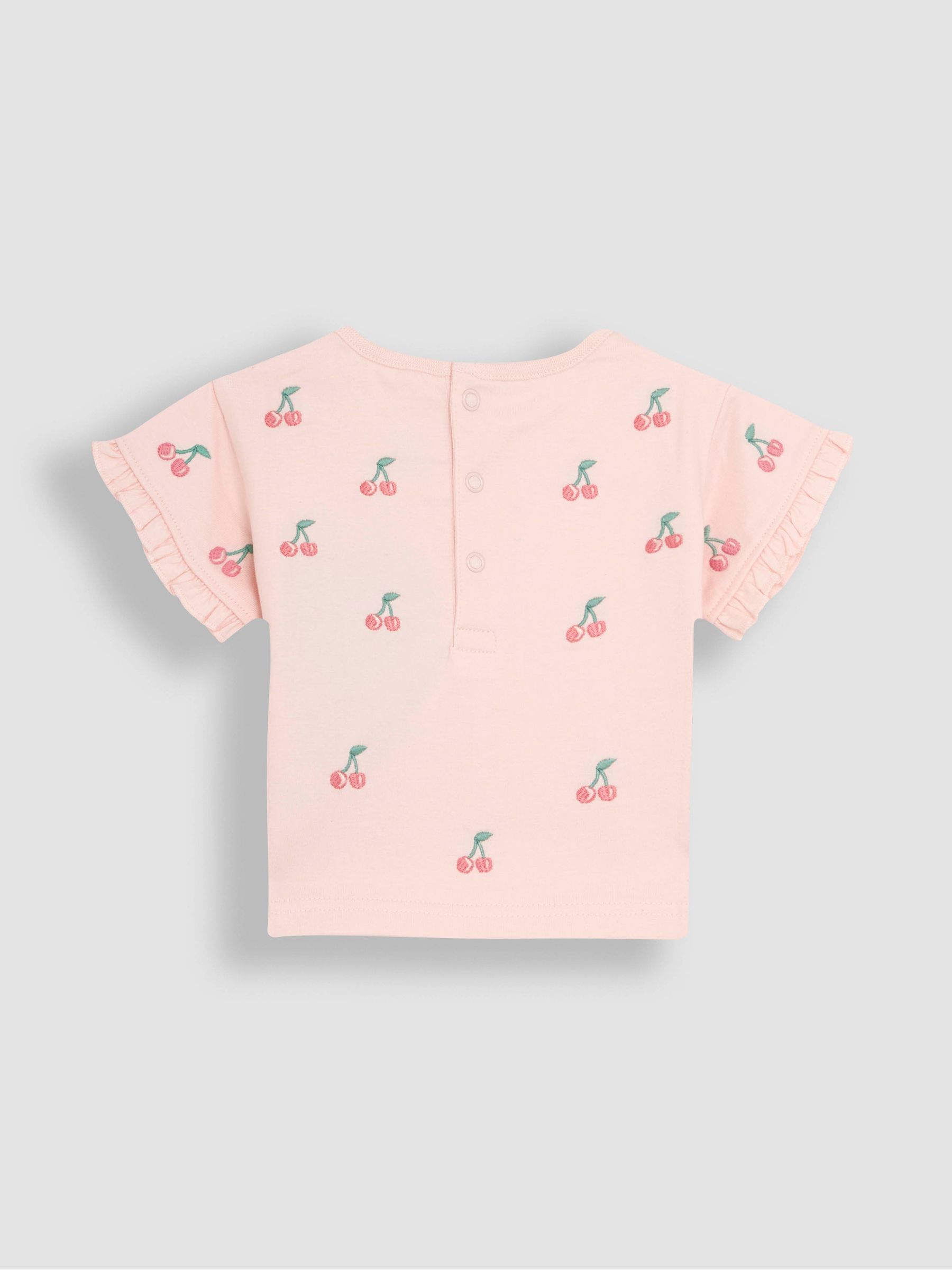 Pink Cherry Embroidered Frill T-Shirt and Shorts Set 2 Piece - Image 3 of 5