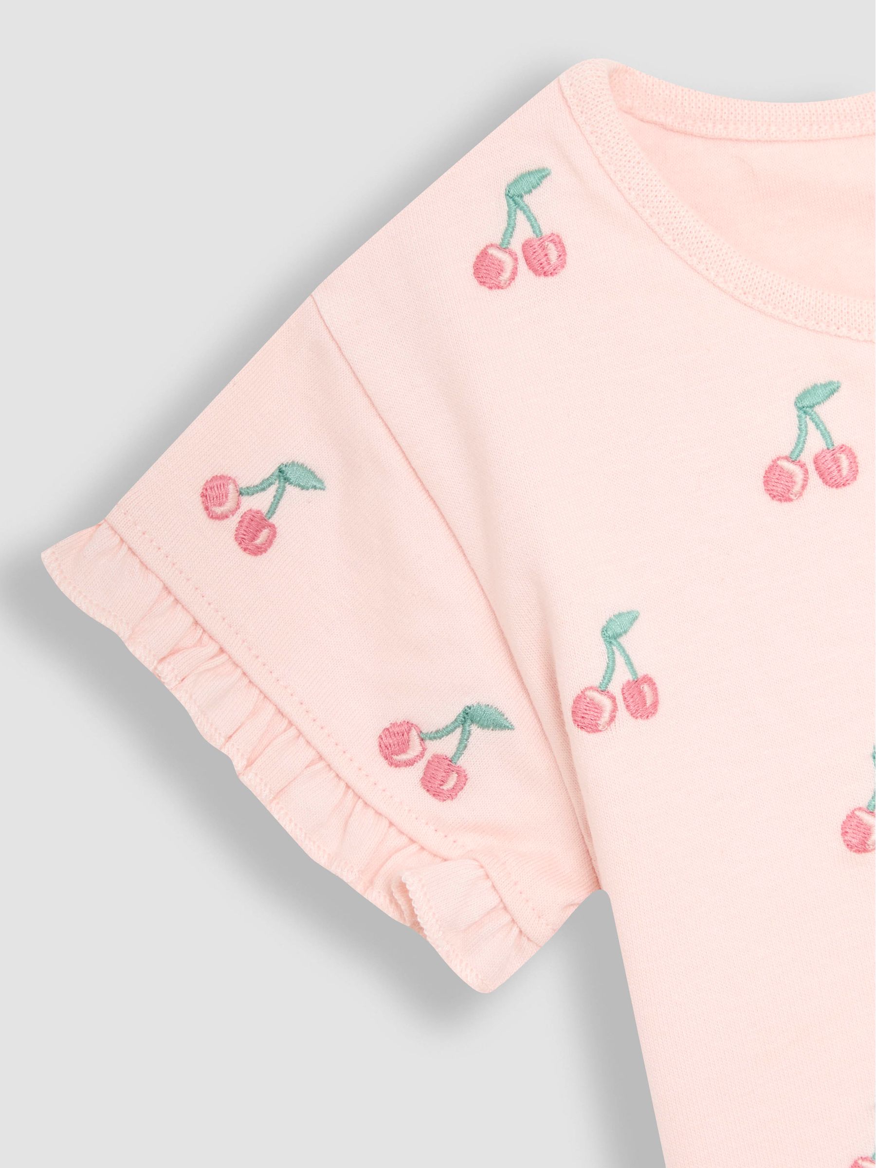 Pink Cherry Embroidered Frill T-Shirt and Shorts Set 2 Piece - Image 5 of 5