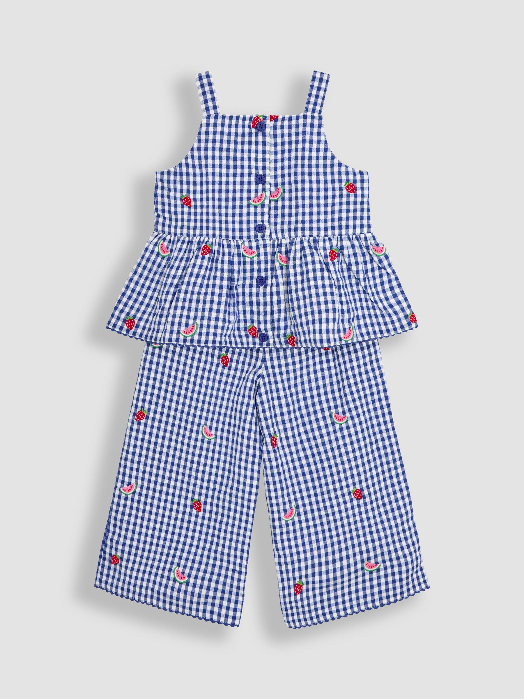 Blue Strawberry 2-Piece Embroidered Top & Trousers Set - Image 1 of 7