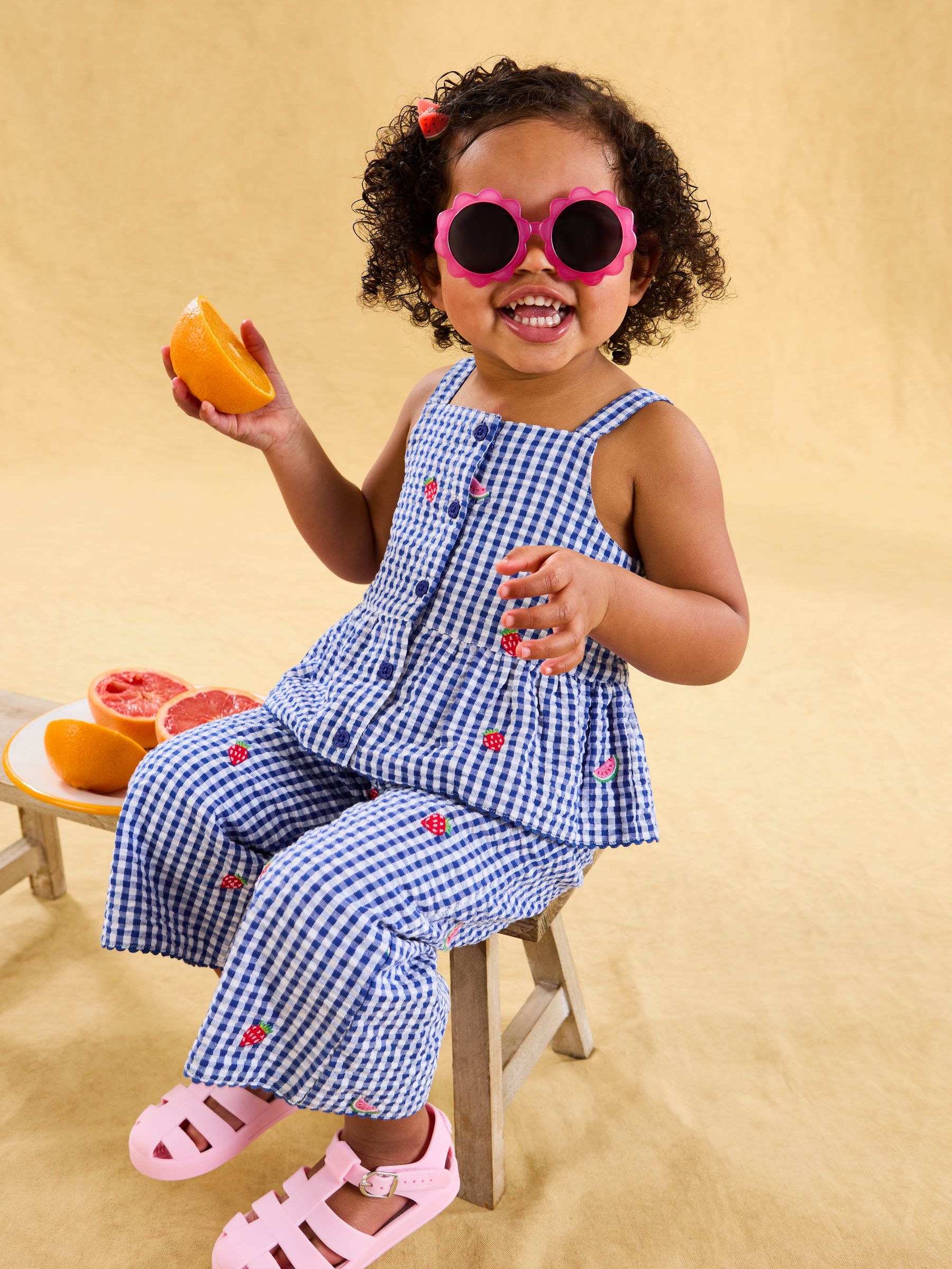 Blue Strawberry 2-Piece Embroidered Top & Trousers Set - Image 7 of 7