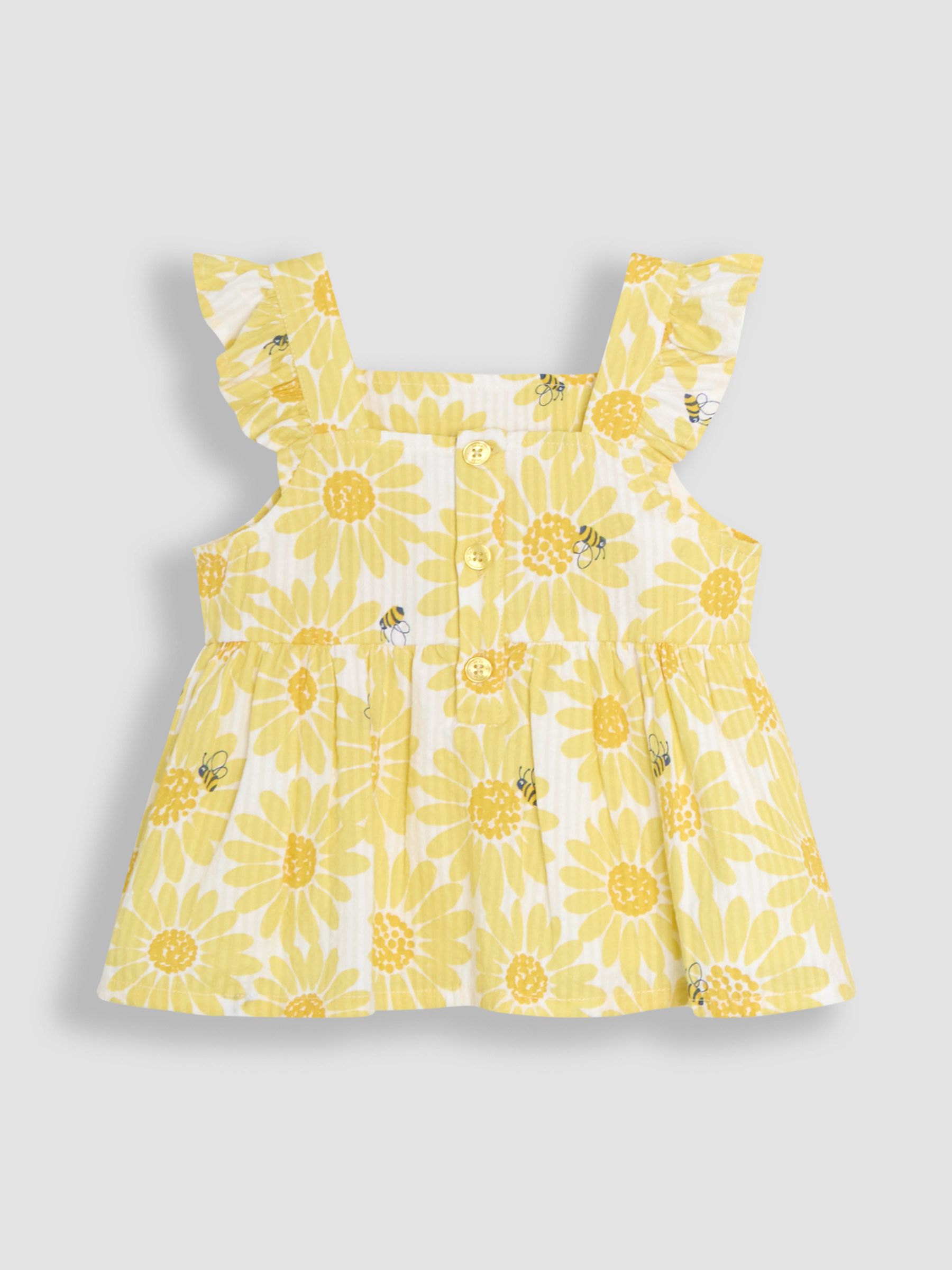 Yellow Sunflower Print 2-Piece Frill Shoulder Top & Short Set - Image 3 of 6