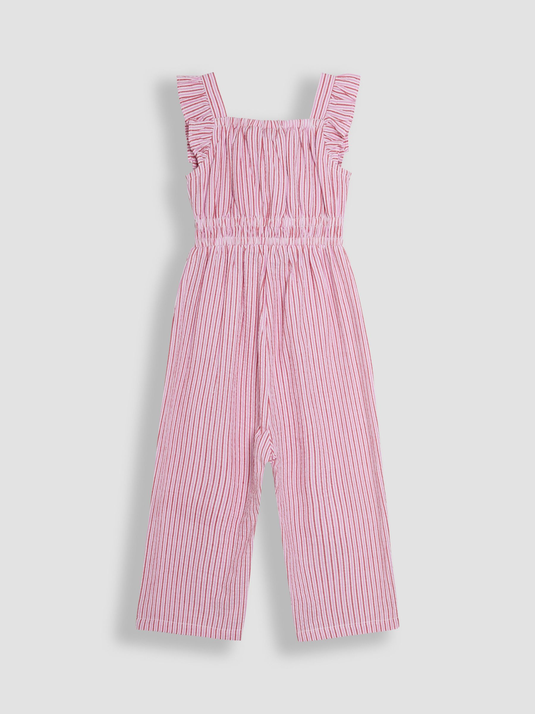 Pink Seersucker Stripe Frill Sleeve Jumpsuit - Image 5 of 6