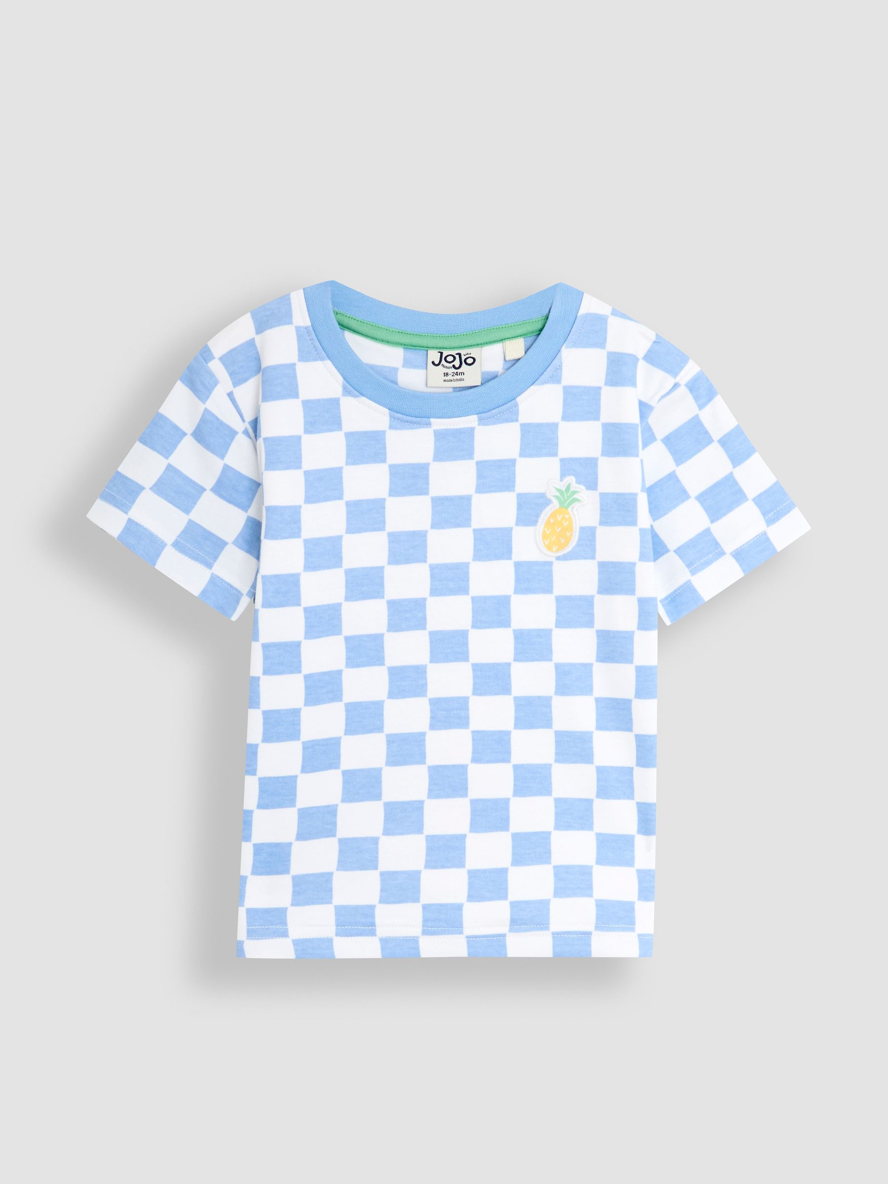 Blue Pineapple Back Appliqué Checkerboard 100% Cotton T-Shirt - Image 2 of 5