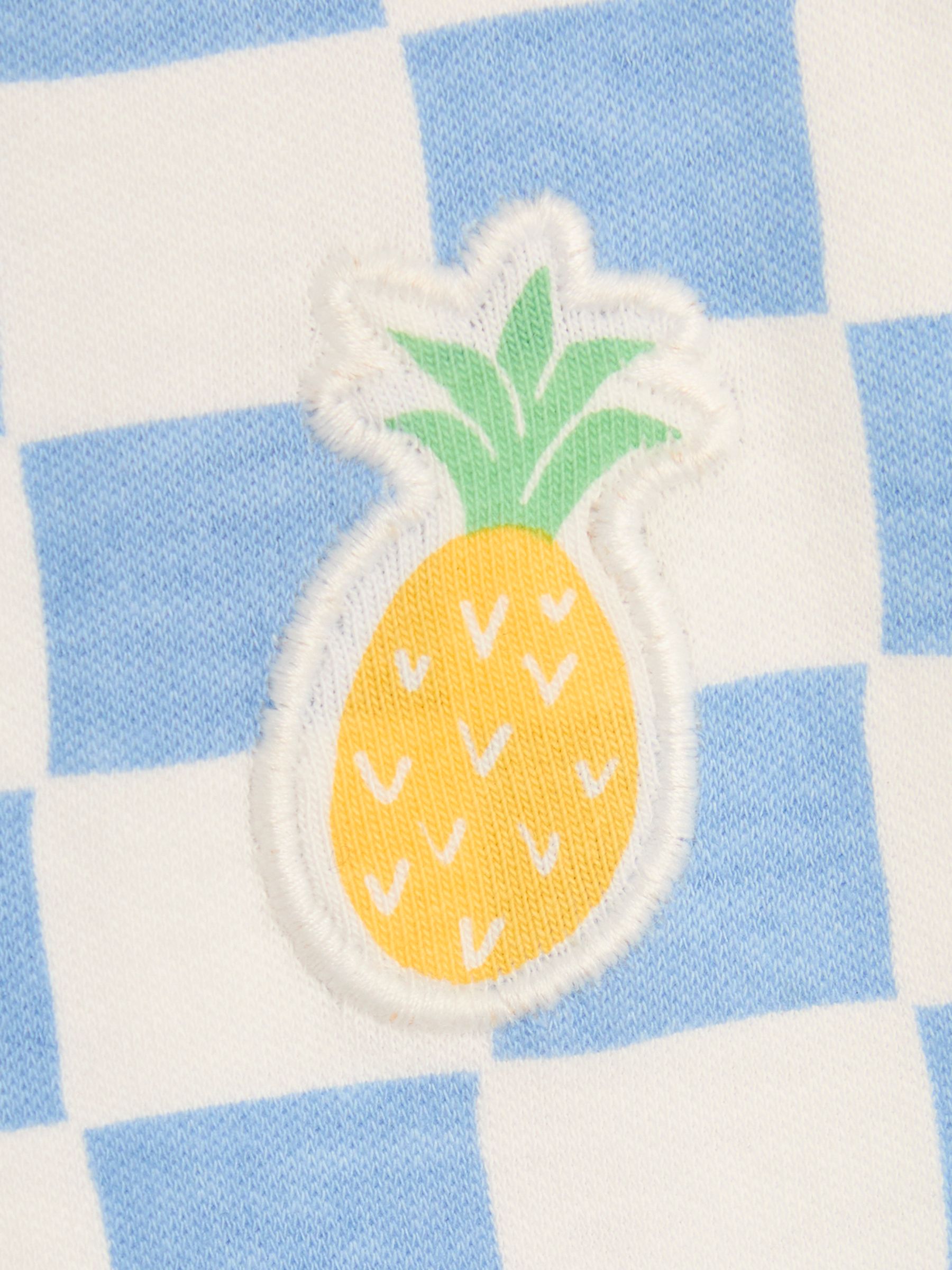 Blue Pineapple Back Appliqué Checkerboard 100% Cotton T-Shirt - Image 4 of 5