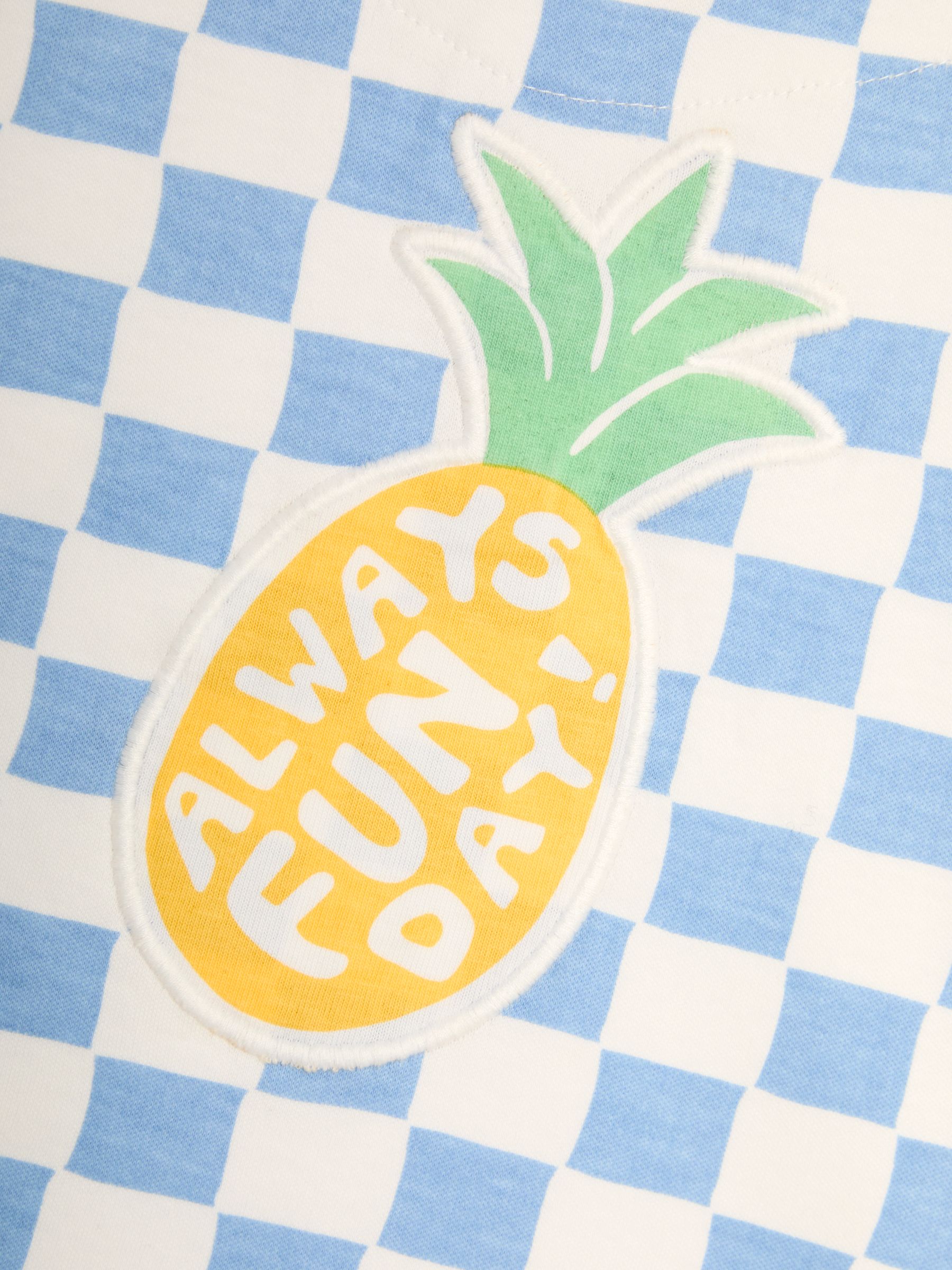 Blue Pineapple Back Appliqué Checkerboard 100% Cotton T-Shirt - Image 5 of 5