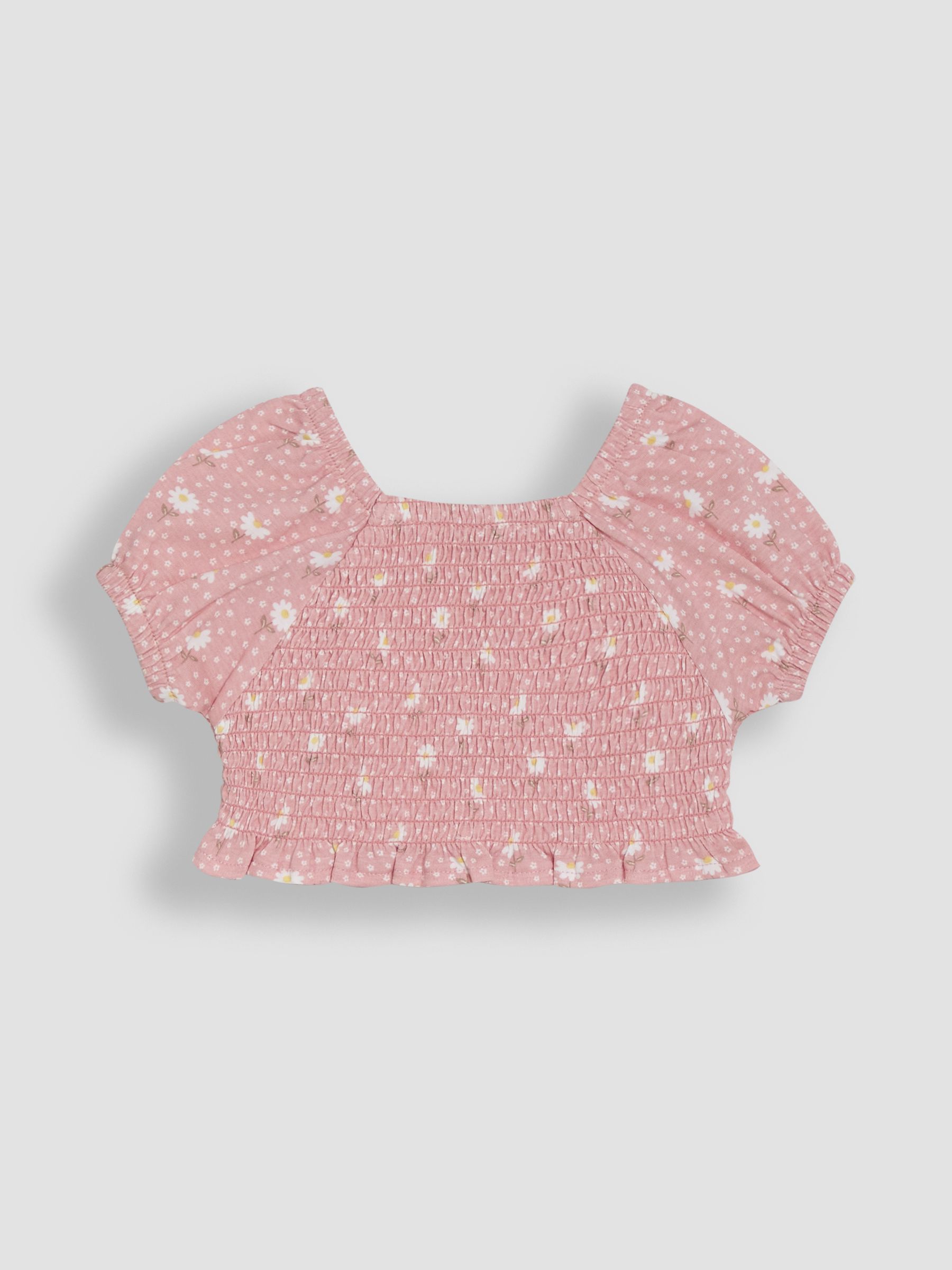 Pink Daisy Smocked 100% Cotton T-Shirt & Skort Set 2 Piece - Image 2 of 3