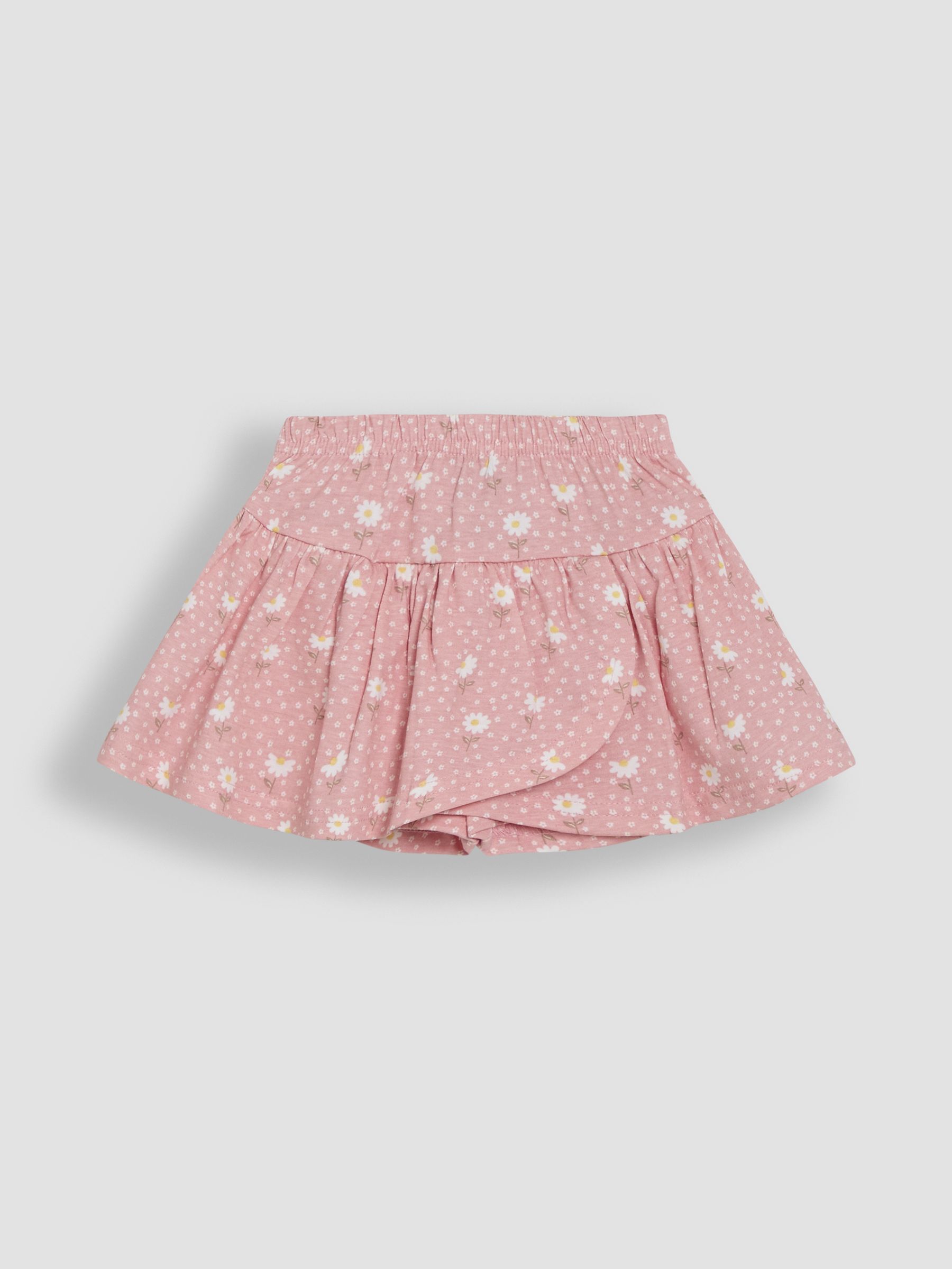 Pink Daisy Smocked 100% Cotton T-Shirt & Skort Set 2 Piece - Image 3 of 3