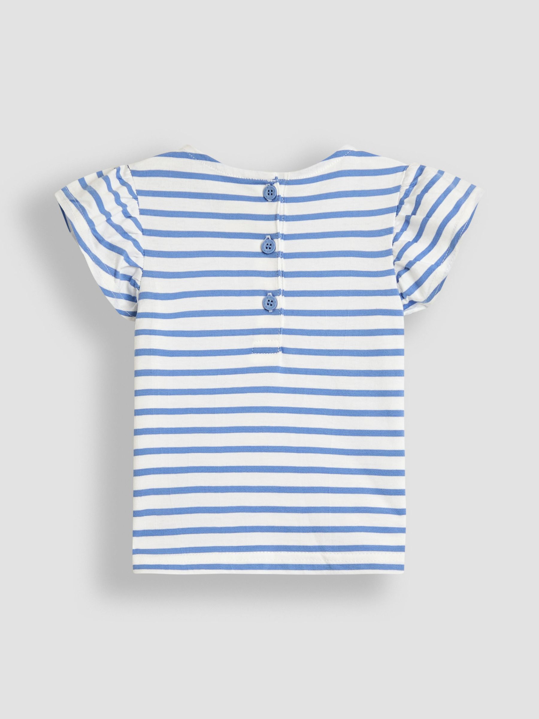 Blue Cherry Embroidered Frill Sleeve 100% Cotton T-Shirt - Image 2 of 3