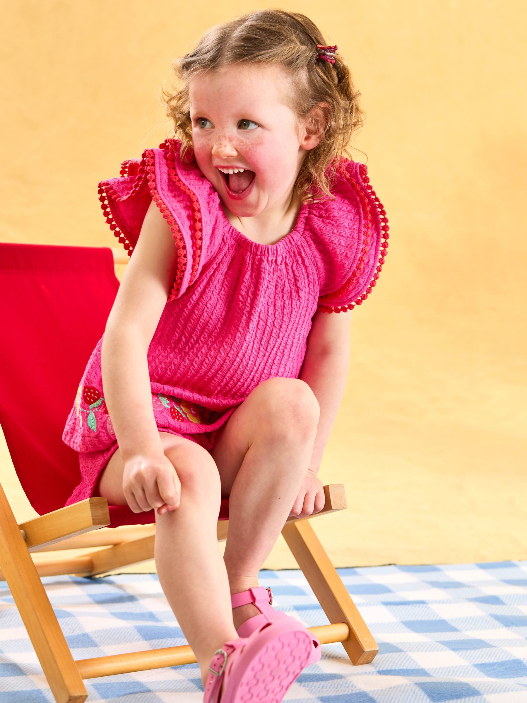 Pink Embroidered Frill Sleeve T-Shirt & Shorts Set 2 Piece - Image 1 of 6