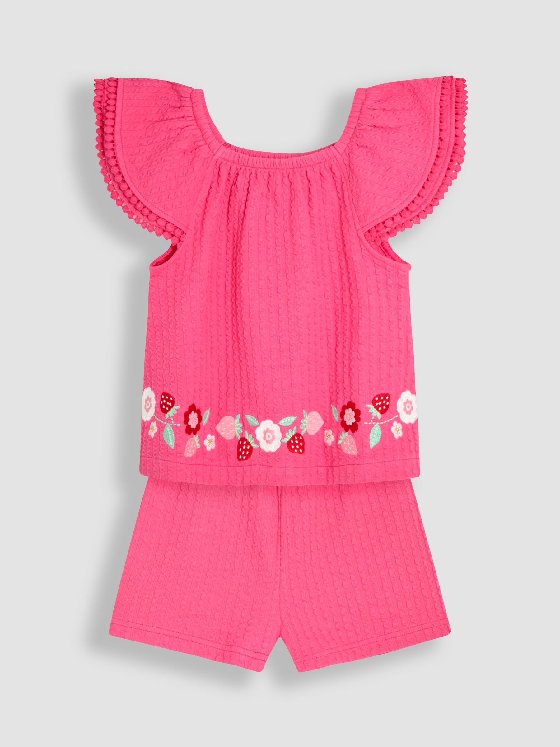 Pink Embroidered Frill Sleeve T-Shirt & Shorts Set 2 Piece - Image 2 of 6