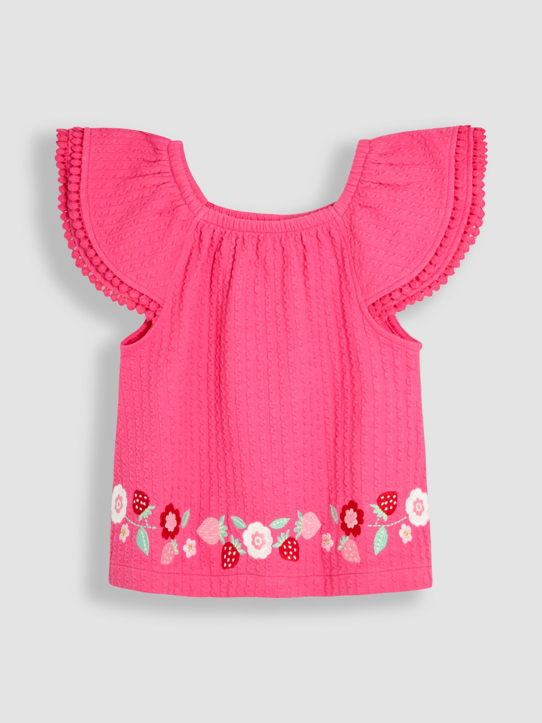 Pink Embroidered Frill Sleeve T-Shirt & Shorts Set 2 Piece - Image 3 of 6