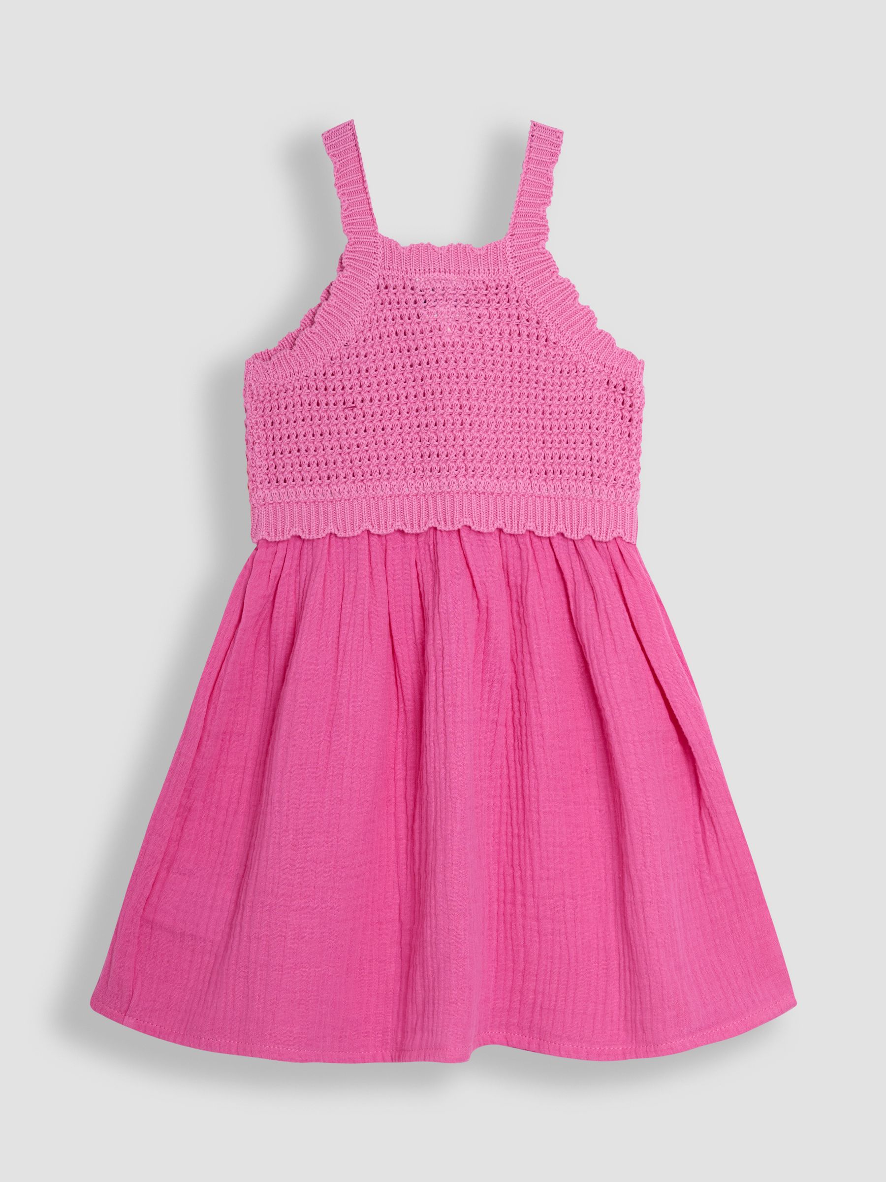 Pink Crochet & Cheesecloth Combo Summer Dress - Image 2 of 3