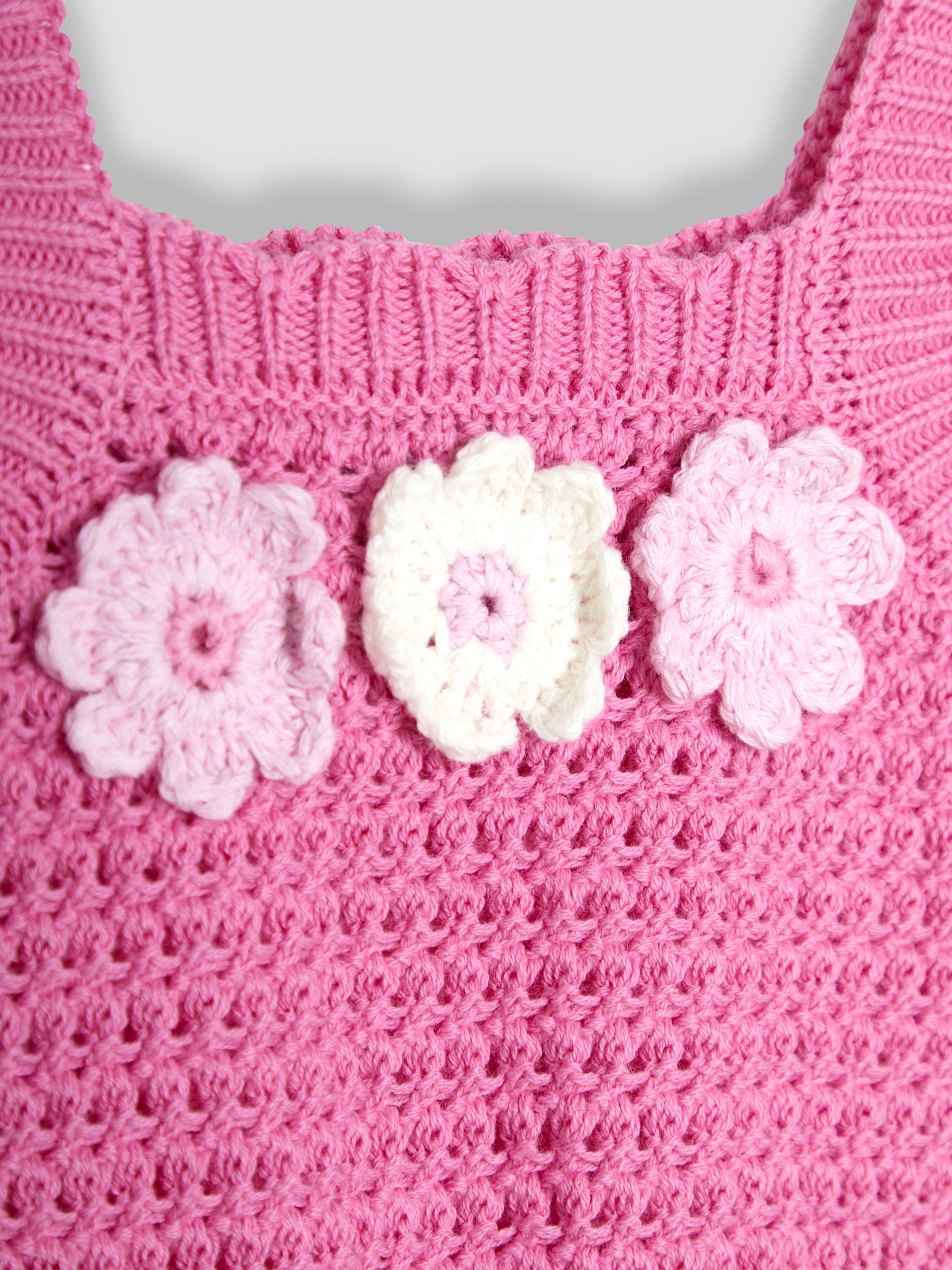 Pink Crochet & Cheesecloth Combo Summer Dress - Image 3 of 3