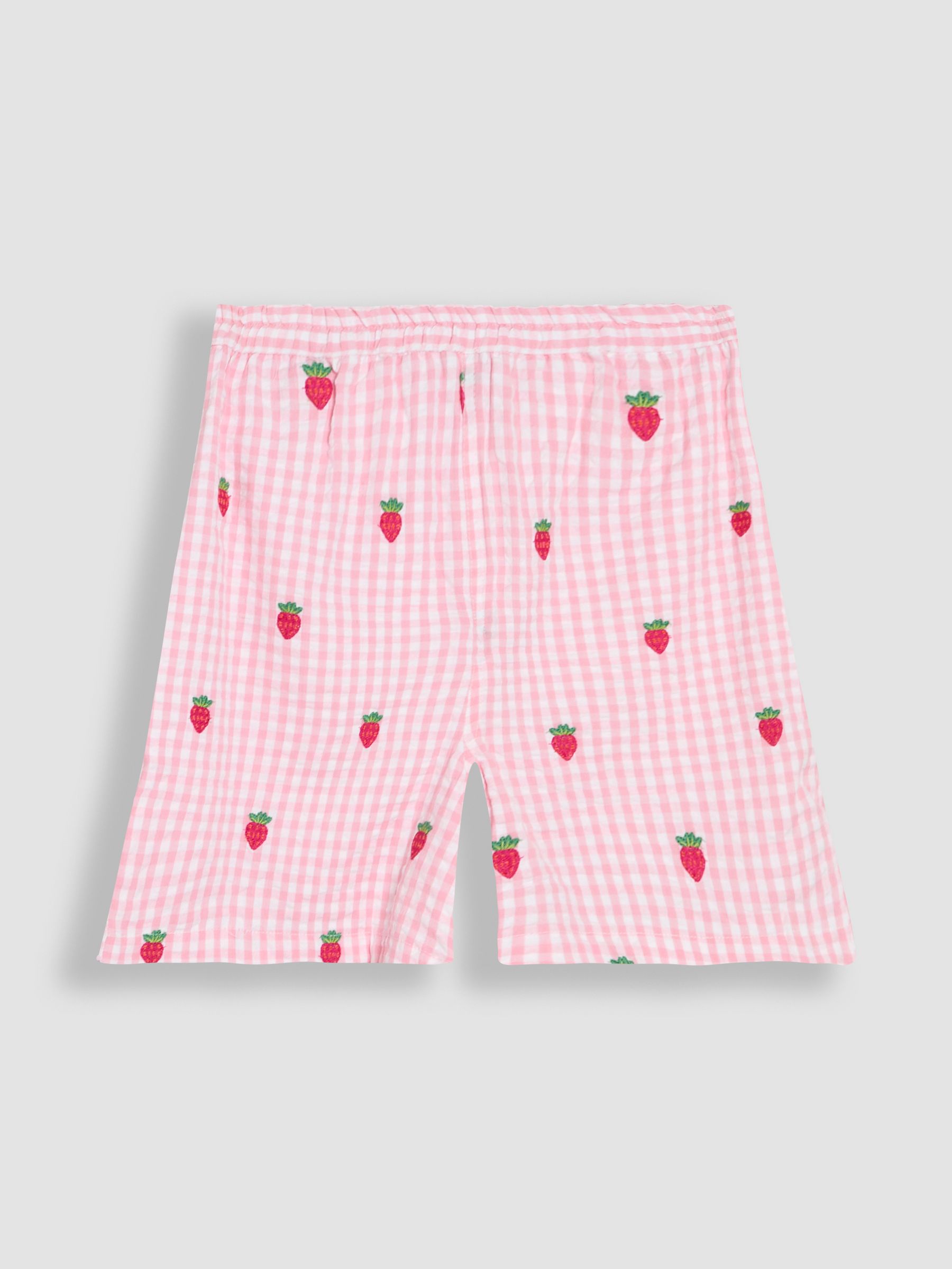 Pink Gingham Strawberry Embroidered Blouse and Shorts Set 2 Piece - Image 4 of 6