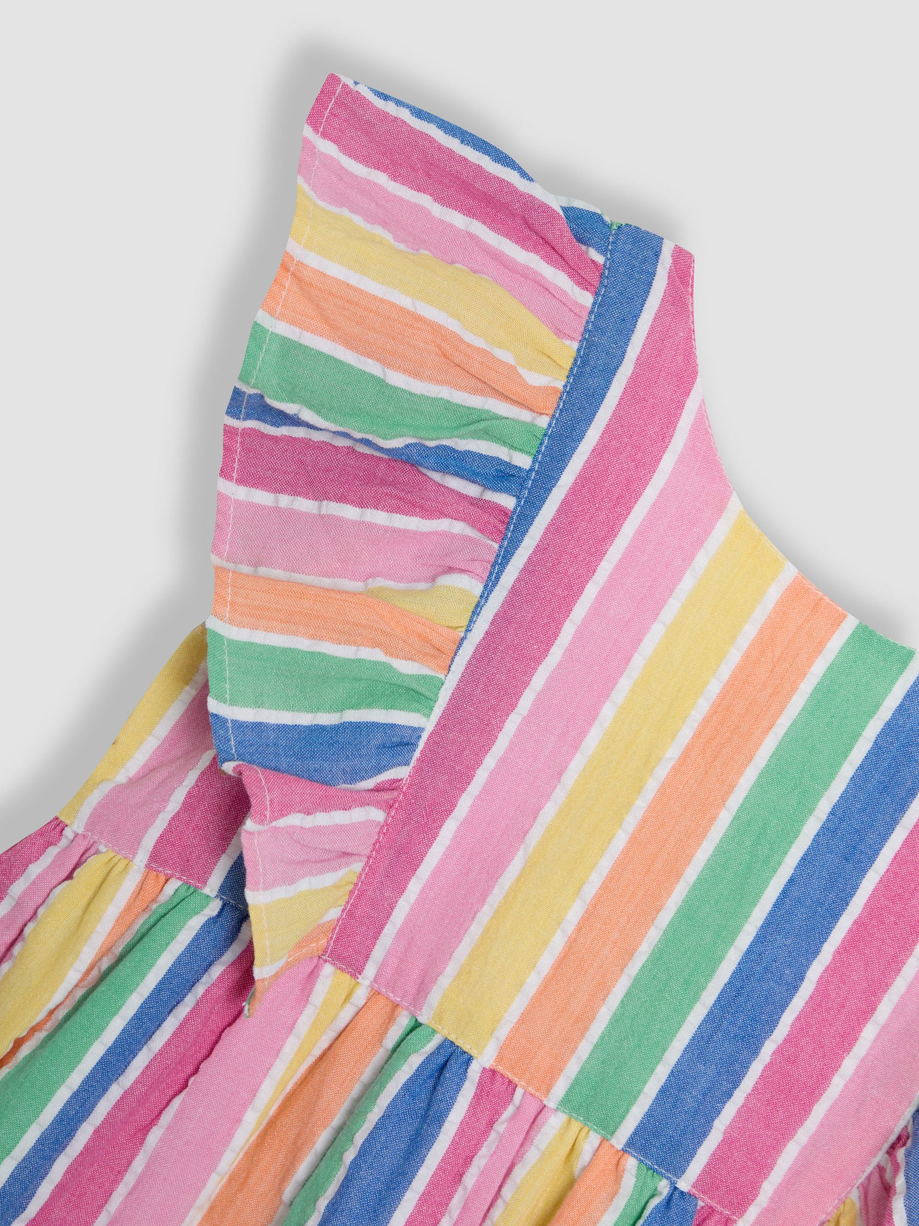 Rainbow Stripe Frill Back Summer 100% Cotton Dress - Image 3 of 3