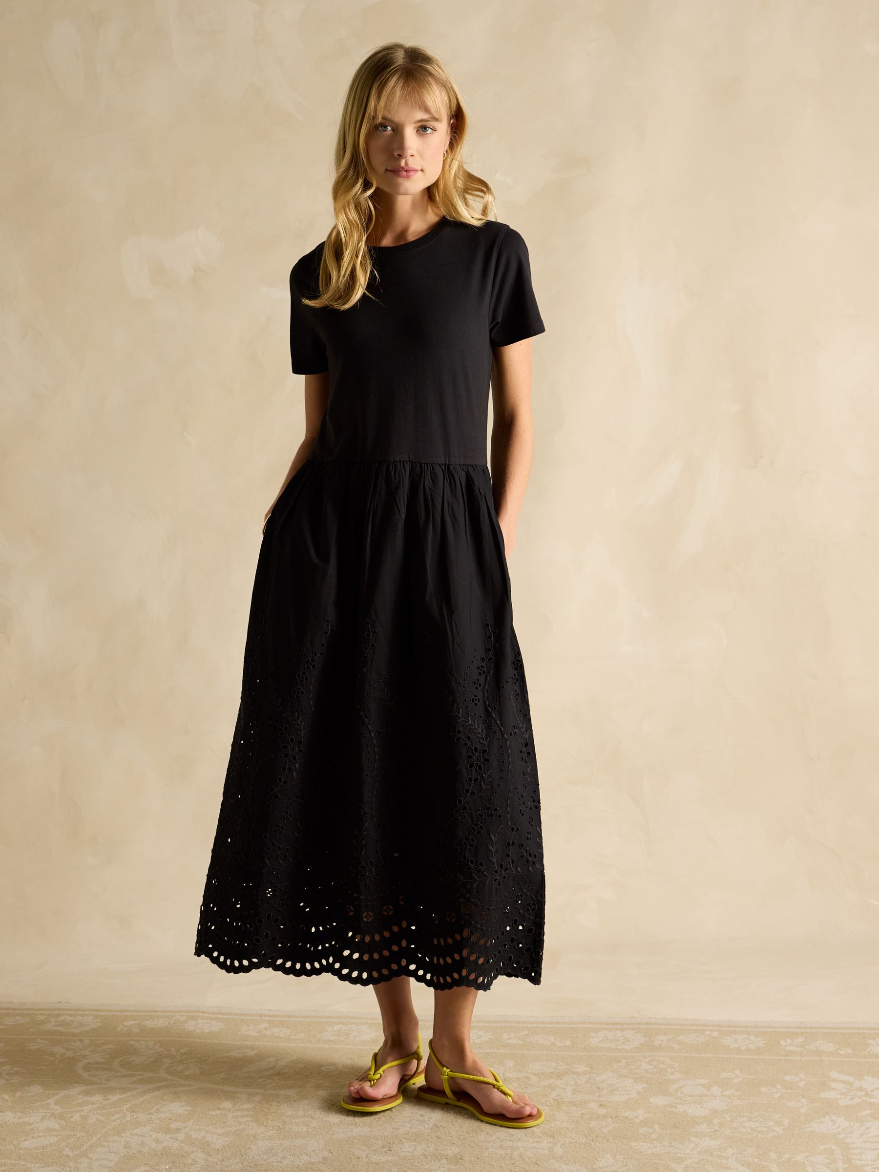 Reid Black Cotton Broderie Dress - Image 1 of 7