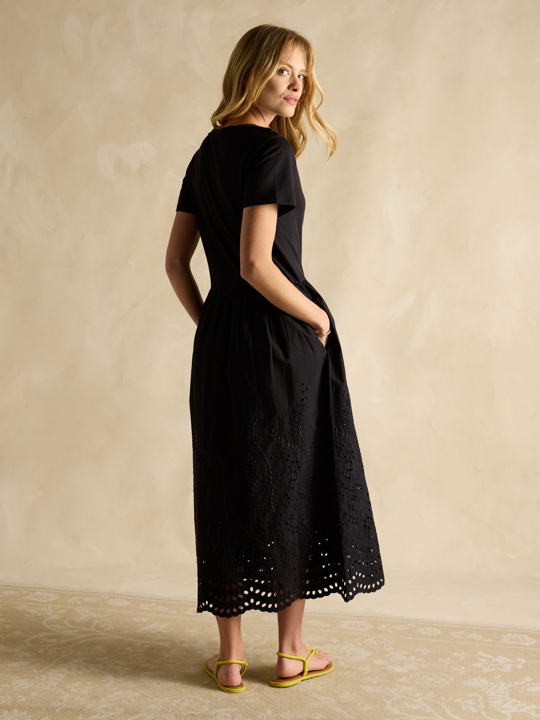 Reid Black Cotton Broderie Dress - Image 2 of 7