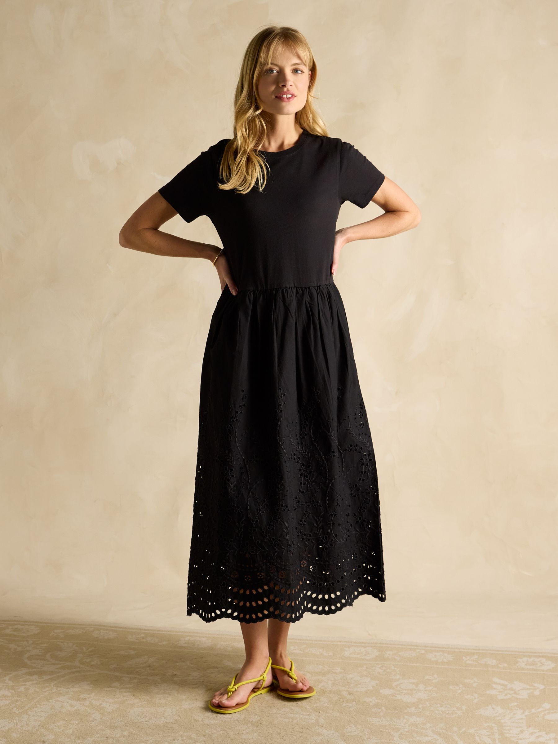 Reid Black Cotton Broderie Dress - Image 3 of 7