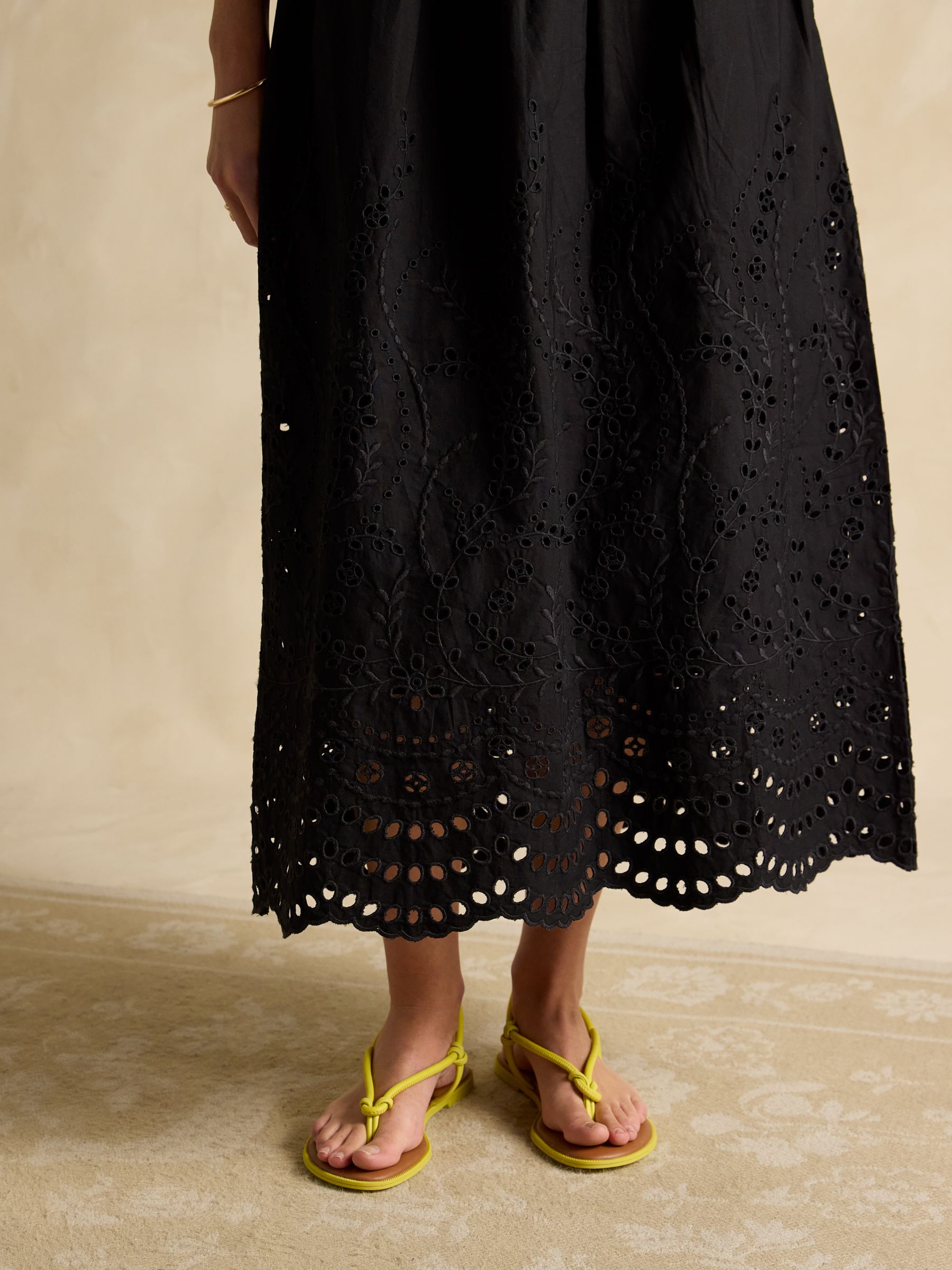 Reid Black Cotton Broderie Dress - Image 5 of 7